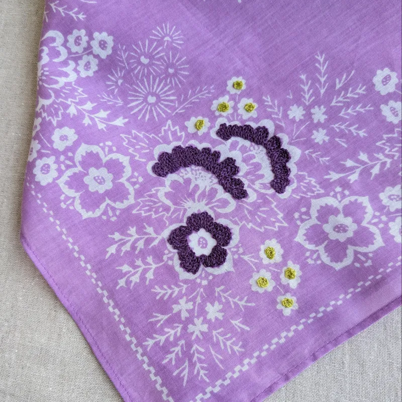 Embroidered Cotton Bandana | Viola sold by Last Chance Textiles
