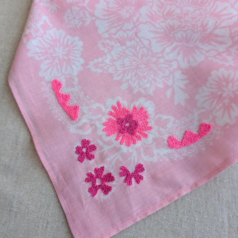 Embroidered Cotton Bandana | Shell Pink sold by Last Chance Textiles