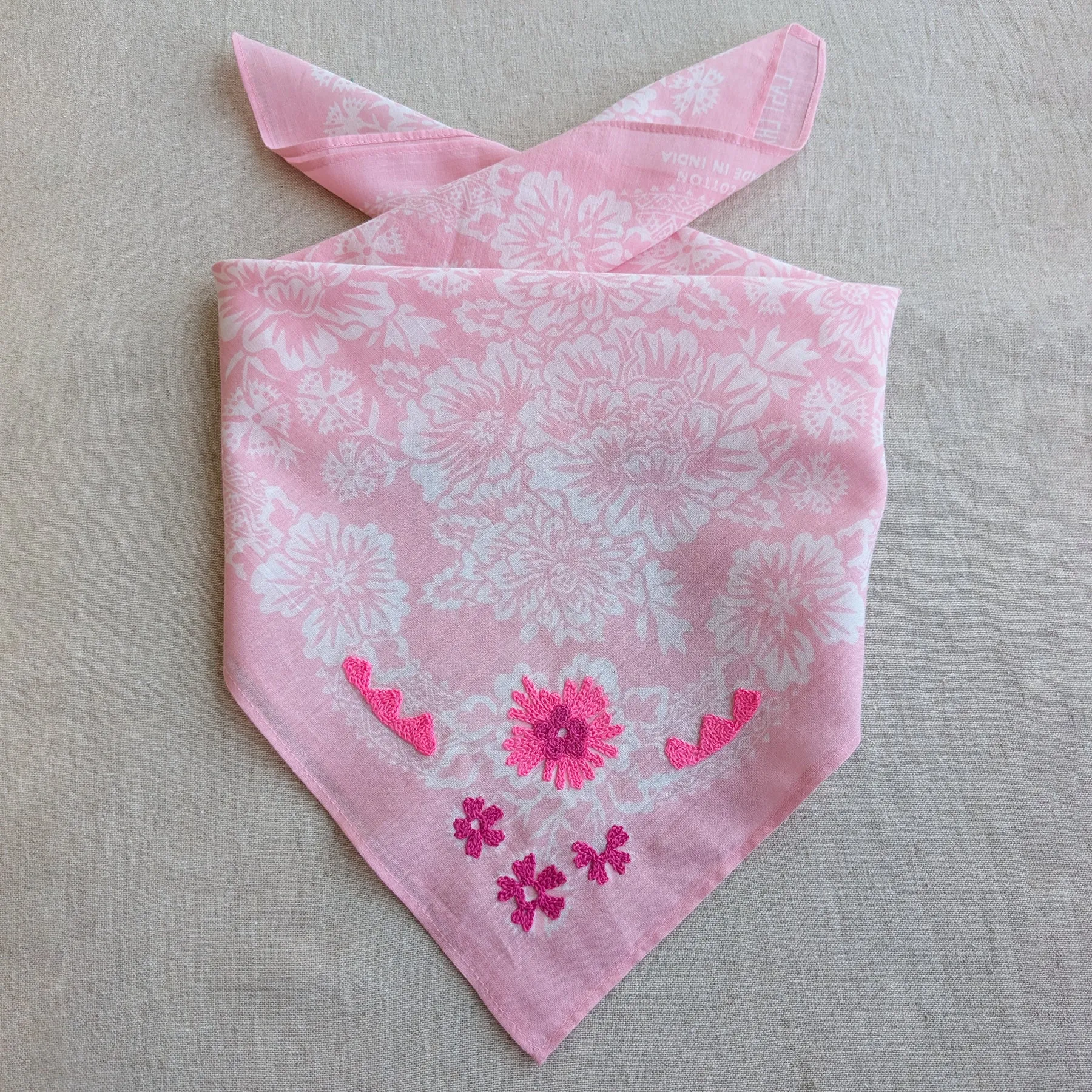 Embroidered Cotton Bandana | Shell Pink sold by Last Chance Textiles product image thumbnail 2
