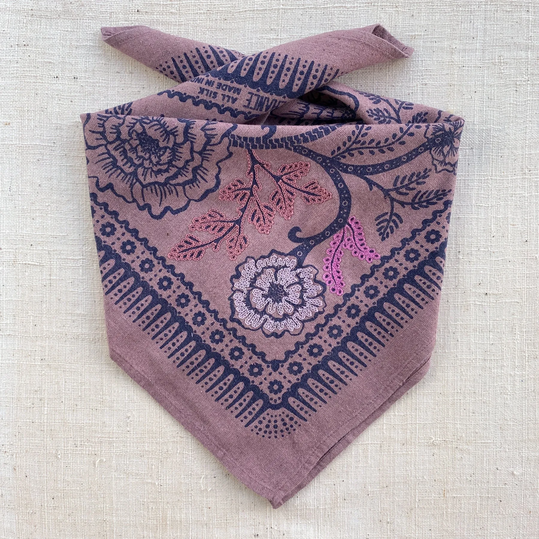 Embroidered Silk Bandana | Viola sold by Last Chance Textiles product image thumbnail 2