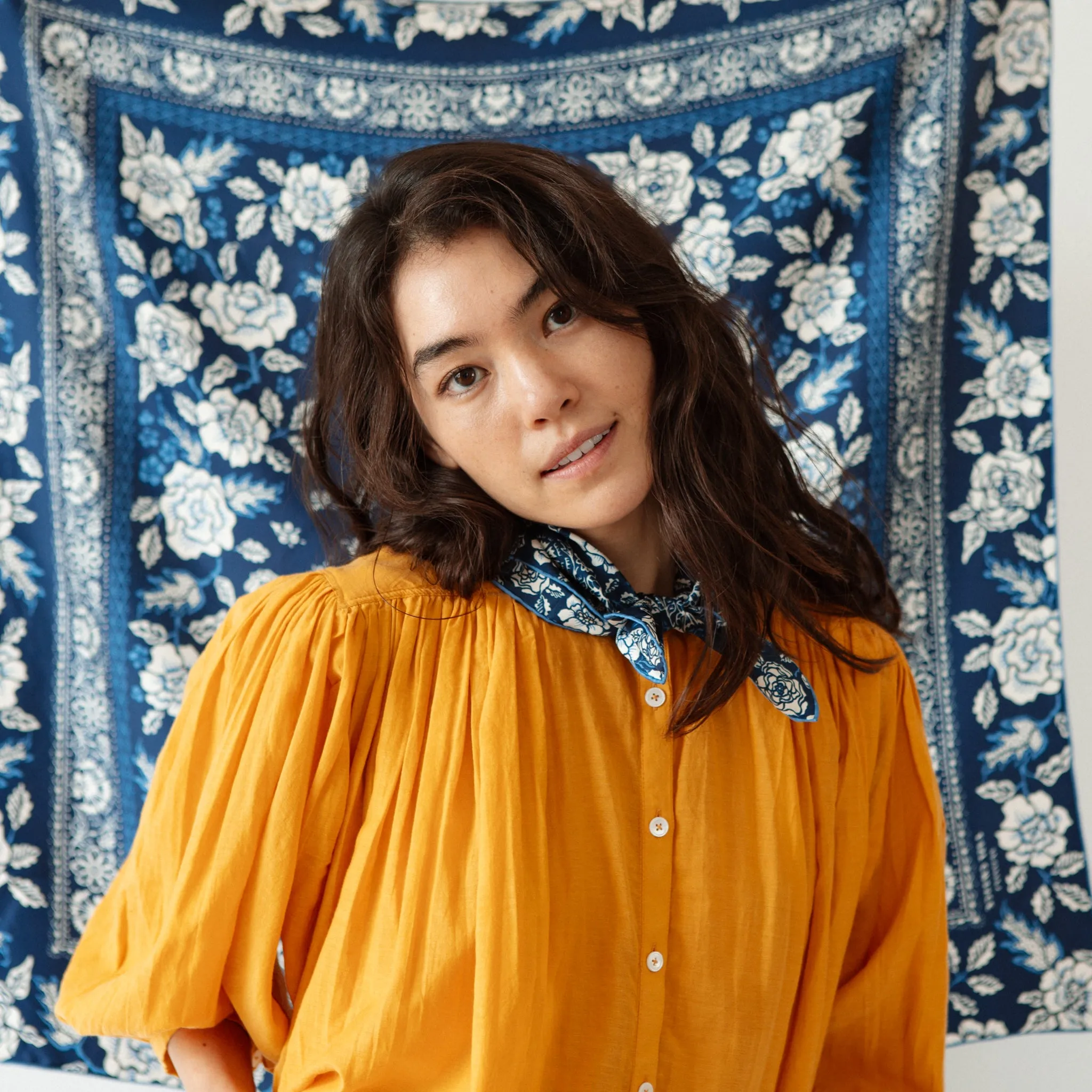 Silk Twill Scarf - Rosey in Navy sold by Last Chance Textiles product image thumbnail 2