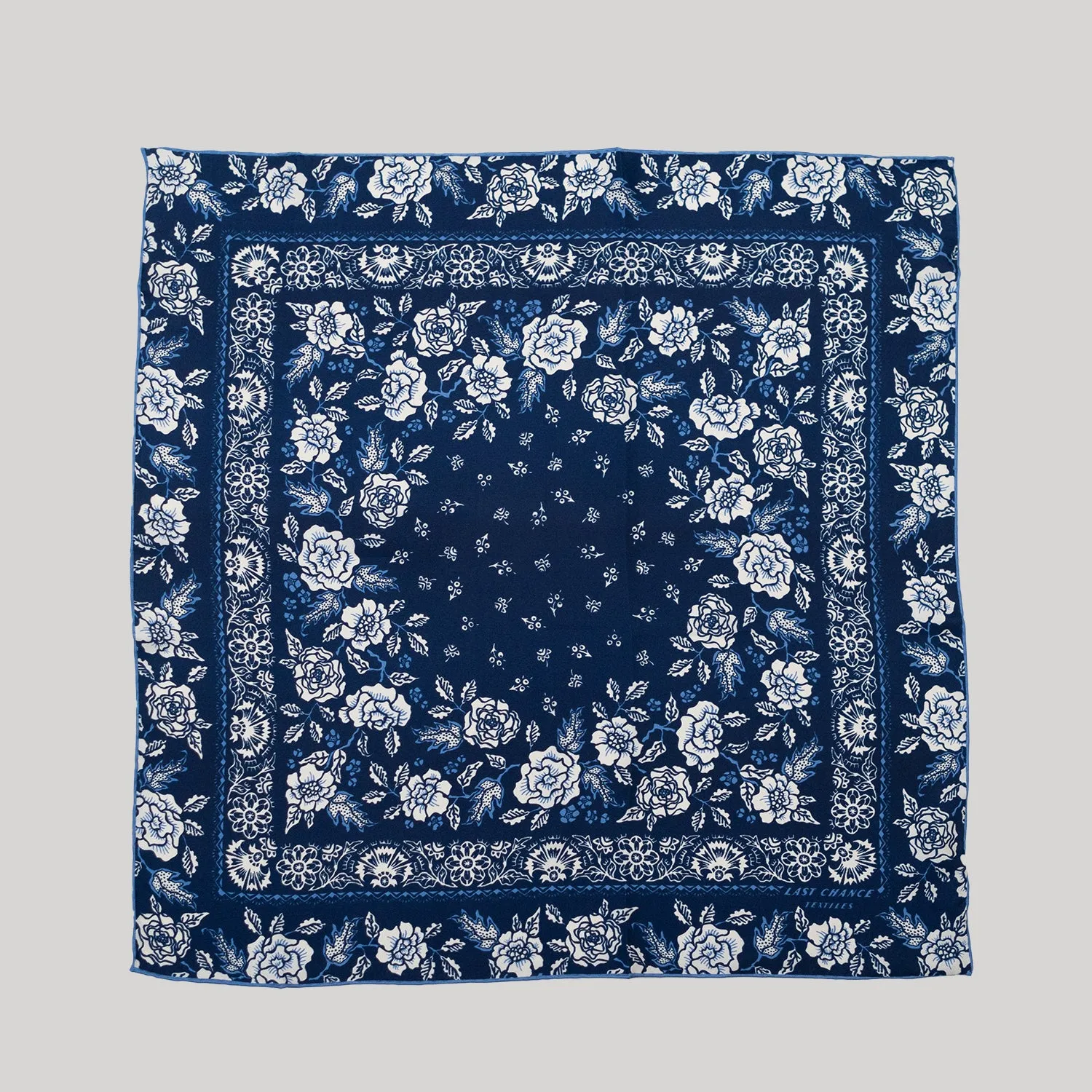 Silk Twill Scarf - Rosey in Navy sold by Last Chance Textiles