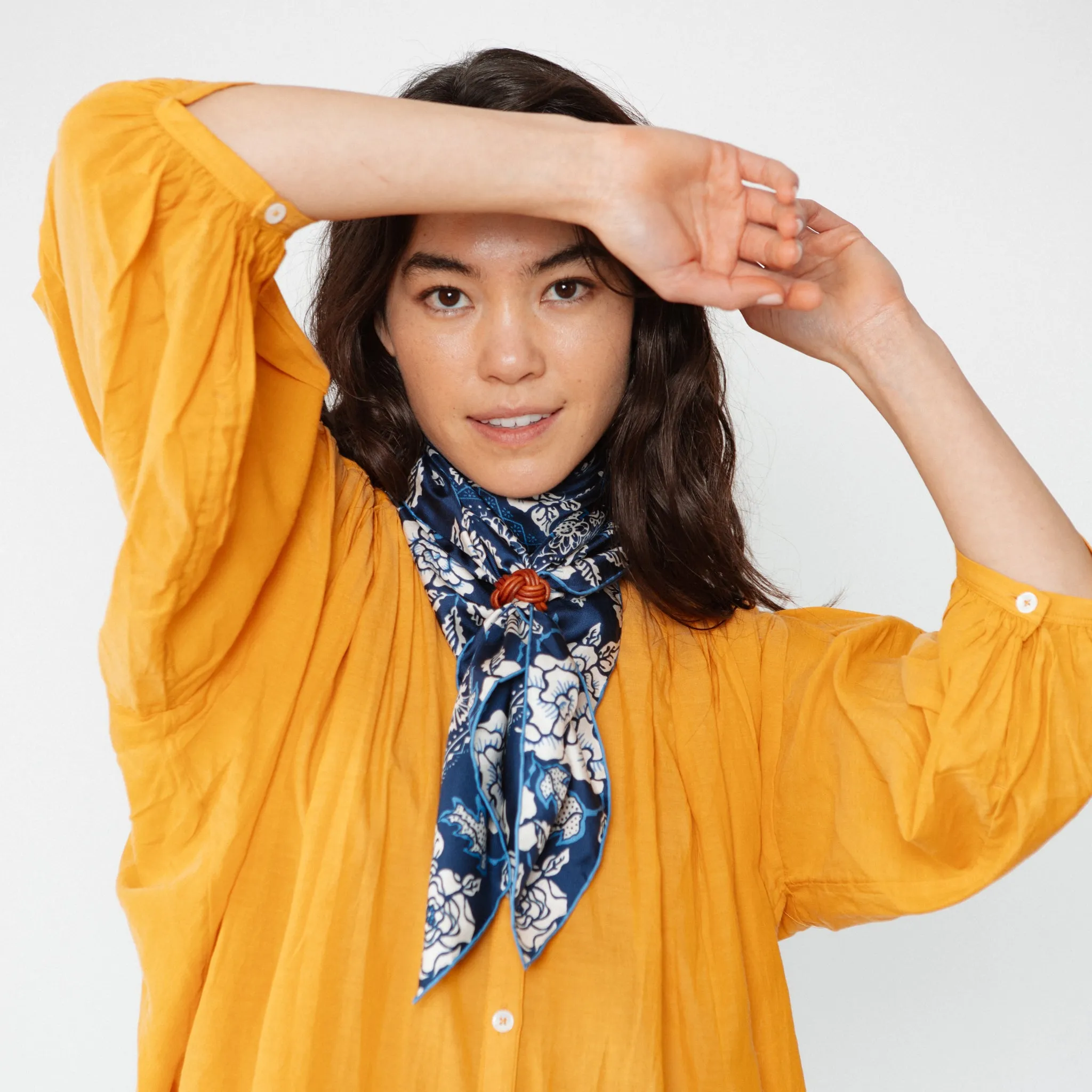 Silk Twill Scarf - Rosey in Navy sold by Last Chance Textiles product image thumbnail 5