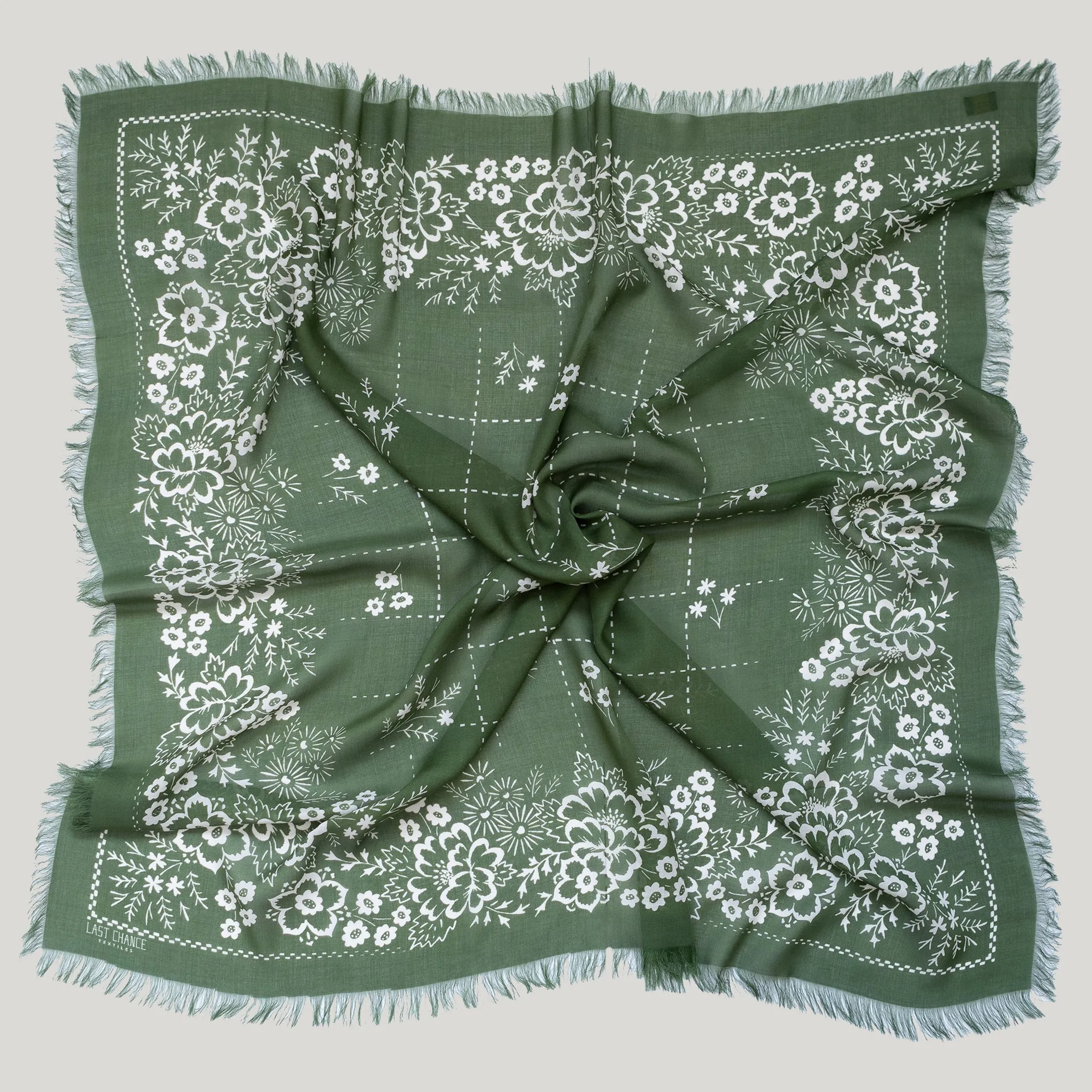 Big Honcho Bandana - Field in Olive sold by Last Chance Textiles