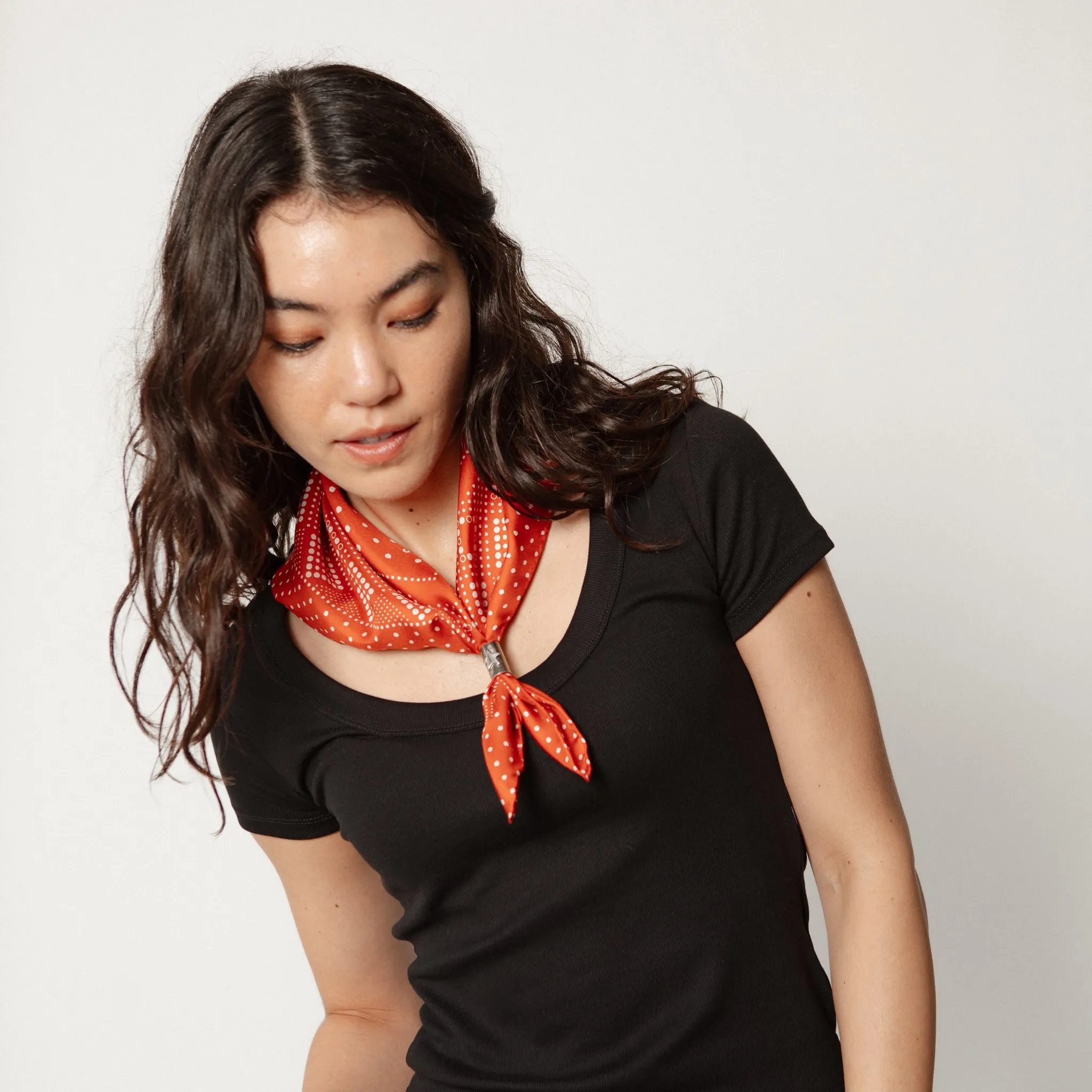 Silk Twill Scarf - Daisy in Chili sold by Last Chance Textiles product image thumbnail 3