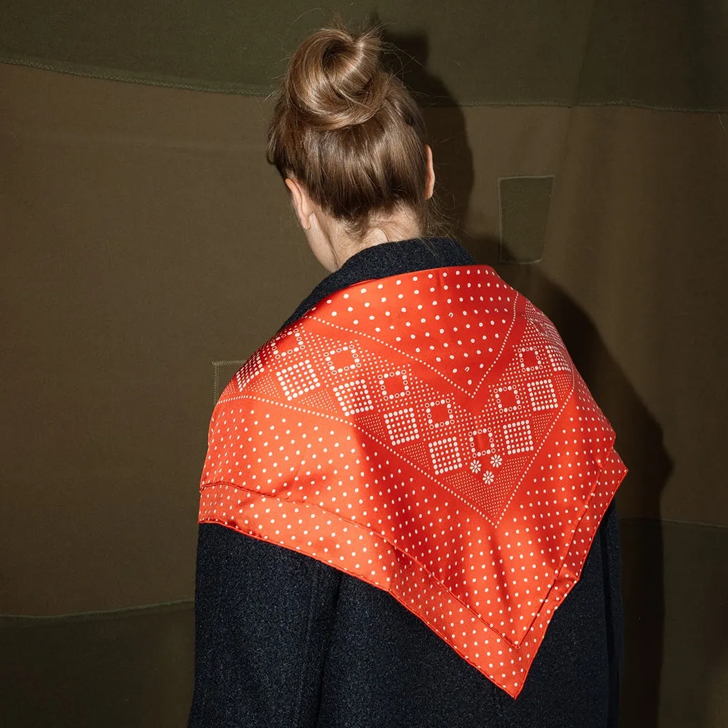 Silk Twill Scarf - Daisy in Chili sold by Last Chance Textiles product image thumbnail 4