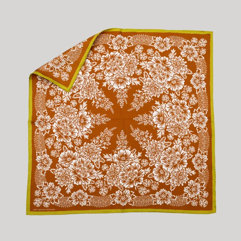 Silk Twill Scarf - Blossom in Tobacco sold by Last Chance Textiles