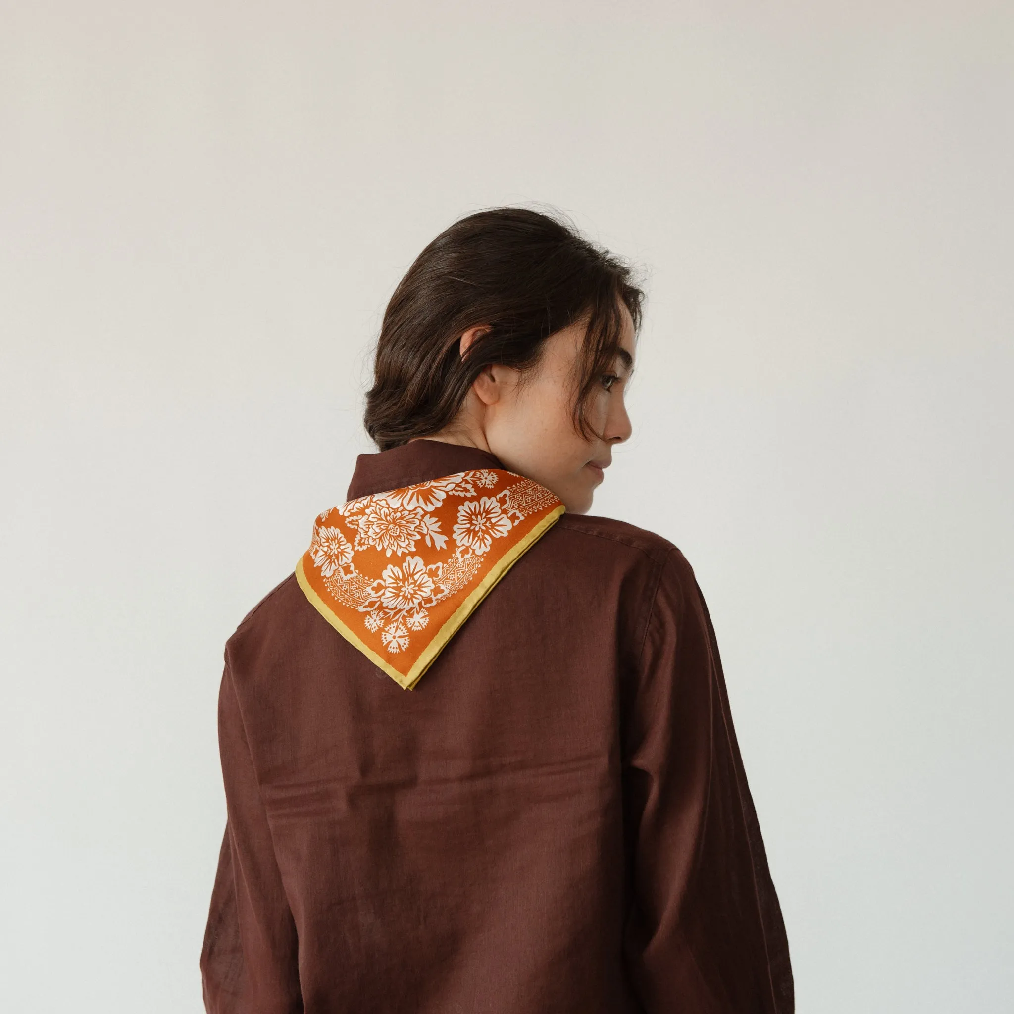 Silk Twill Scarf - Blossom in Tobacco sold by Last Chance Textiles product image thumbnail 3