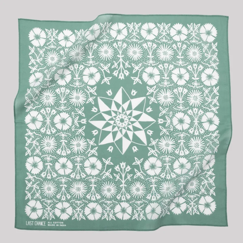 Cotton Aster Bandana | Blue Sage sold by Last Chance Textiles