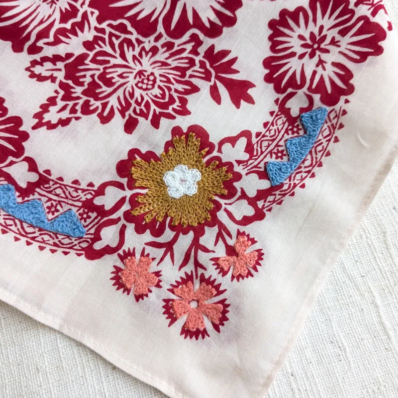 Embroidered Cotton Bandana | Sand sold by Last Chance Textiles
