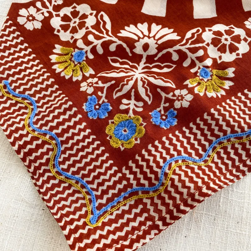 Embroidered Cotton Bandana | Chili sold by Last Chance Textiles