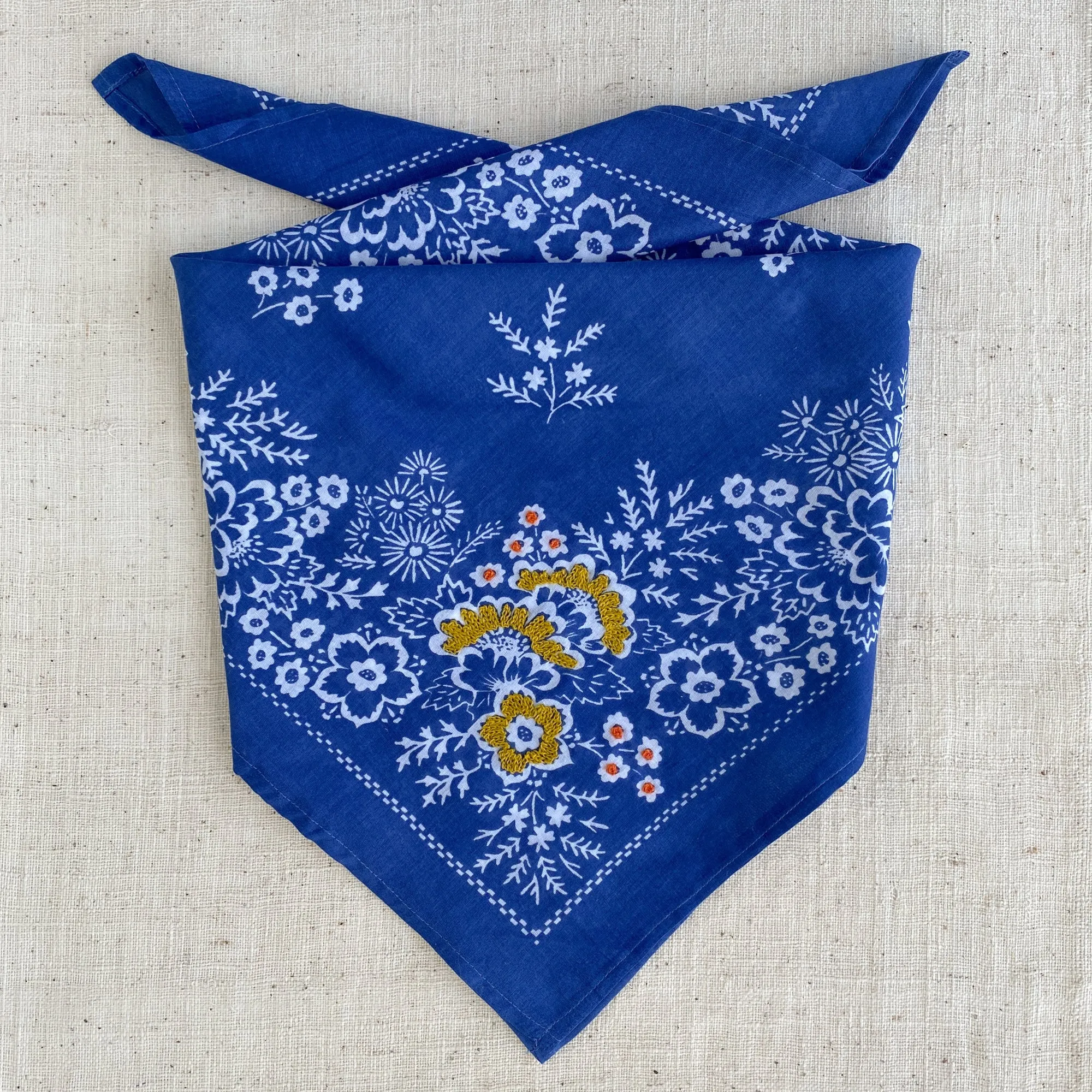Embroidered Cotton Bandana | Azure Blue sold by Last Chance Textiles product image thumbnail 2