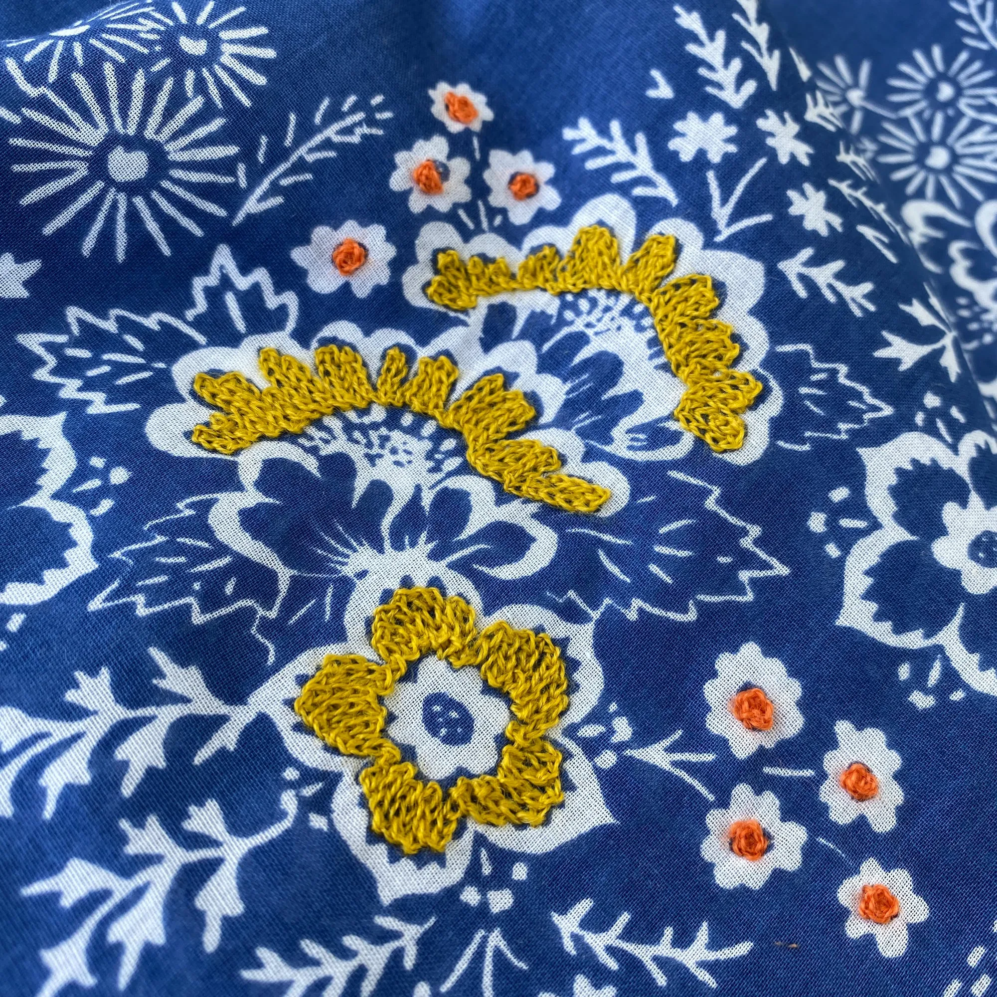 Embroidered Cotton Bandana | Azure Blue sold by Last Chance Textiles
