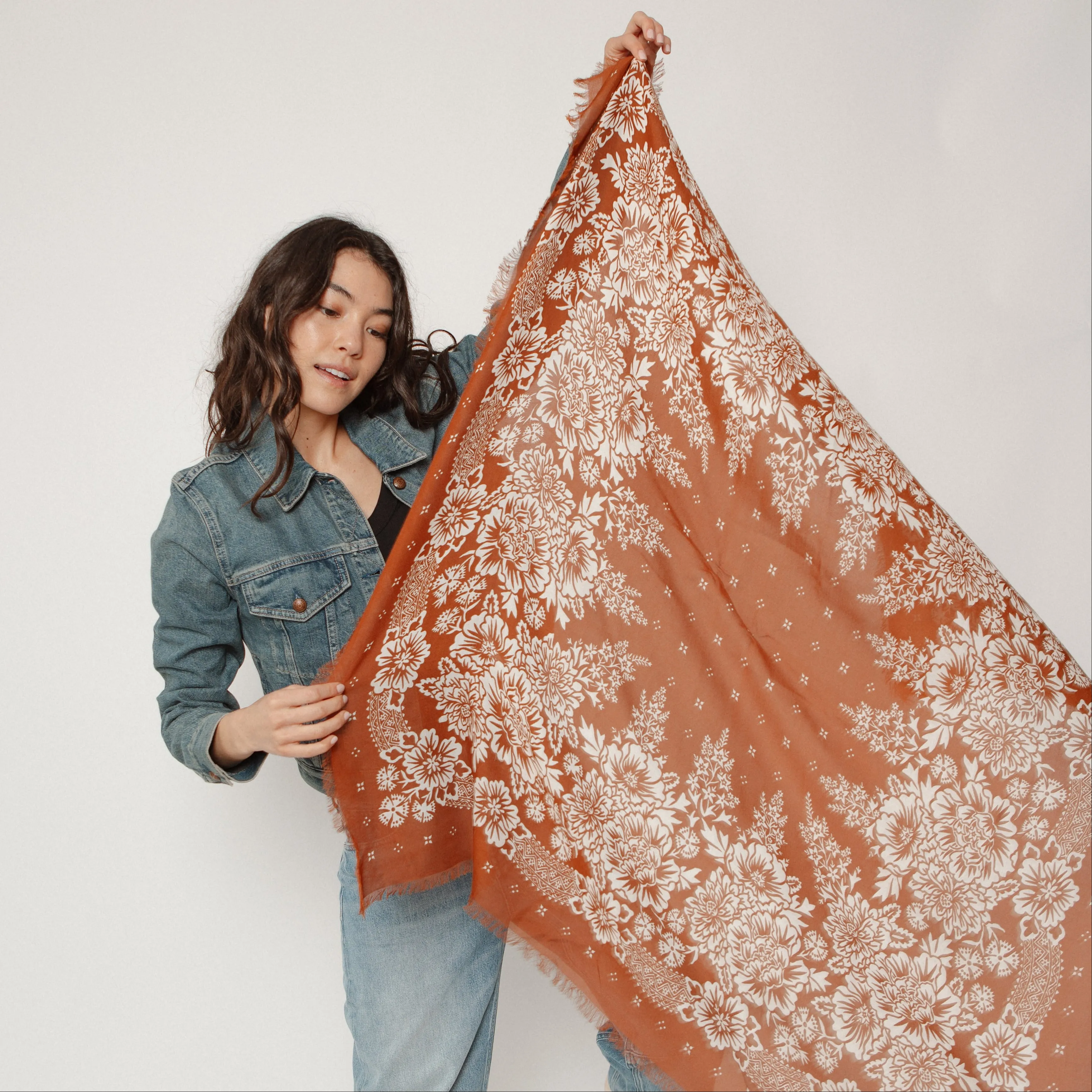 Big Honcho Bandana- Blossom in Cocoa sold by Last Chance Textiles