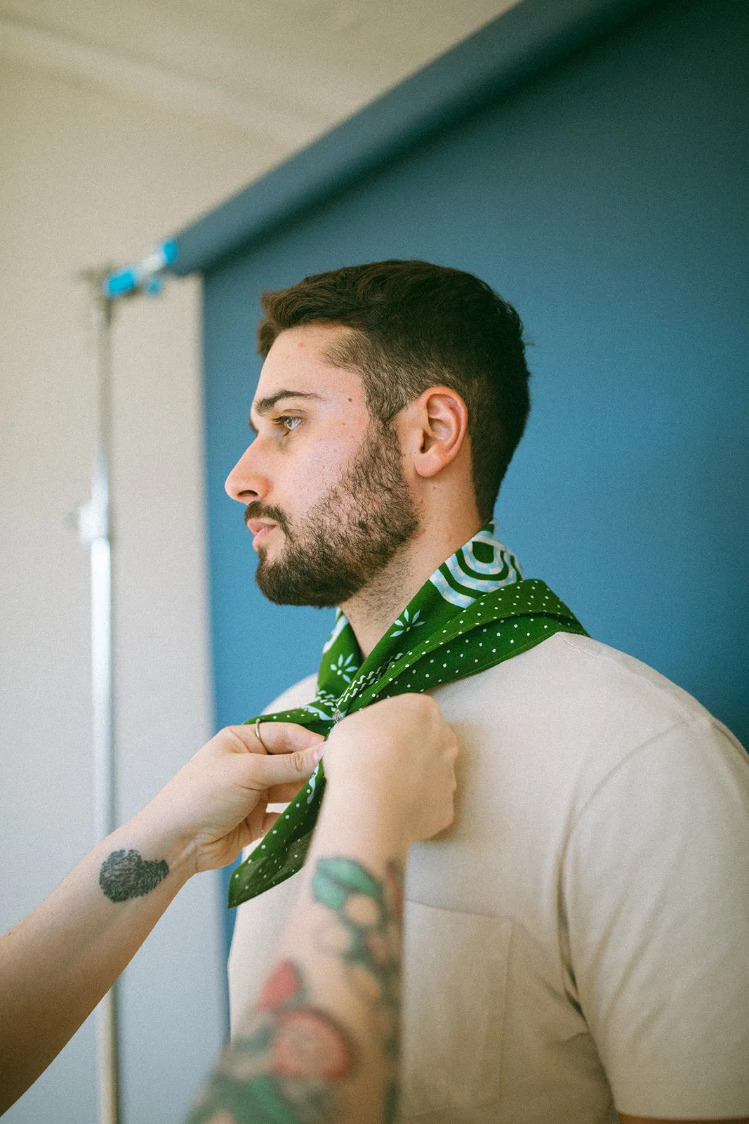 Cotton Love Knot Bandana | Olive sold by Last Chance Textiles product image thumbnail 5