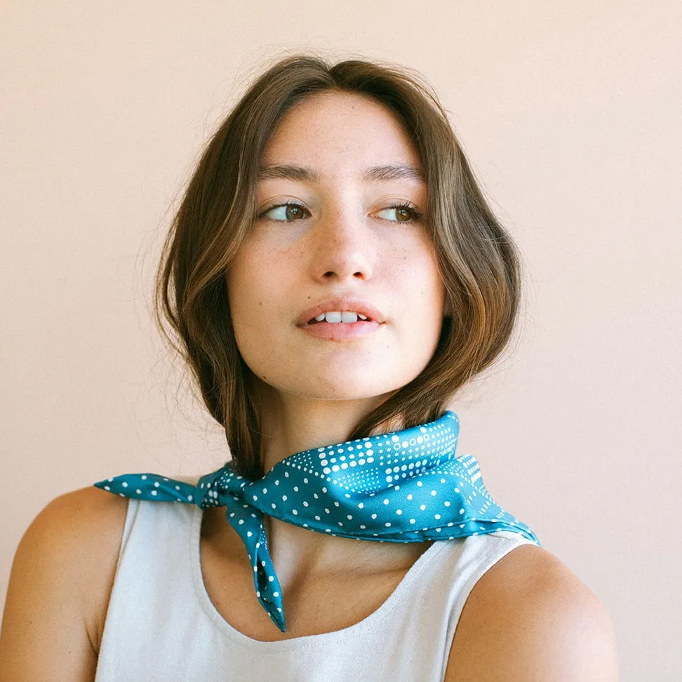 Silk Twill Scarf - Daisy in Denim Blue sold by Last Chance Textiles product image thumbnail 3