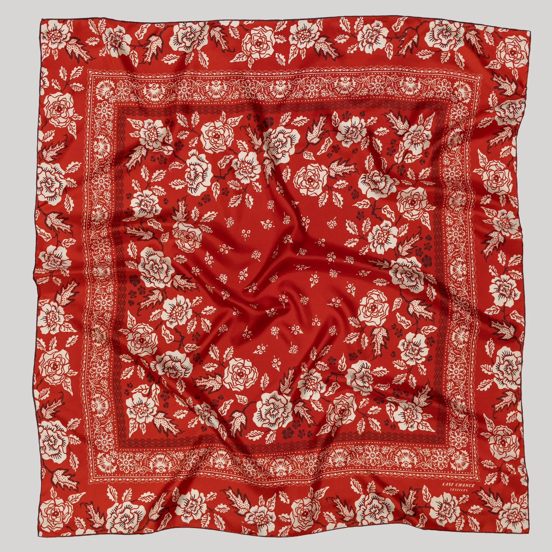 Silk Twill Scarf - Rosey in Red Hot sold by Last Chance Textiles