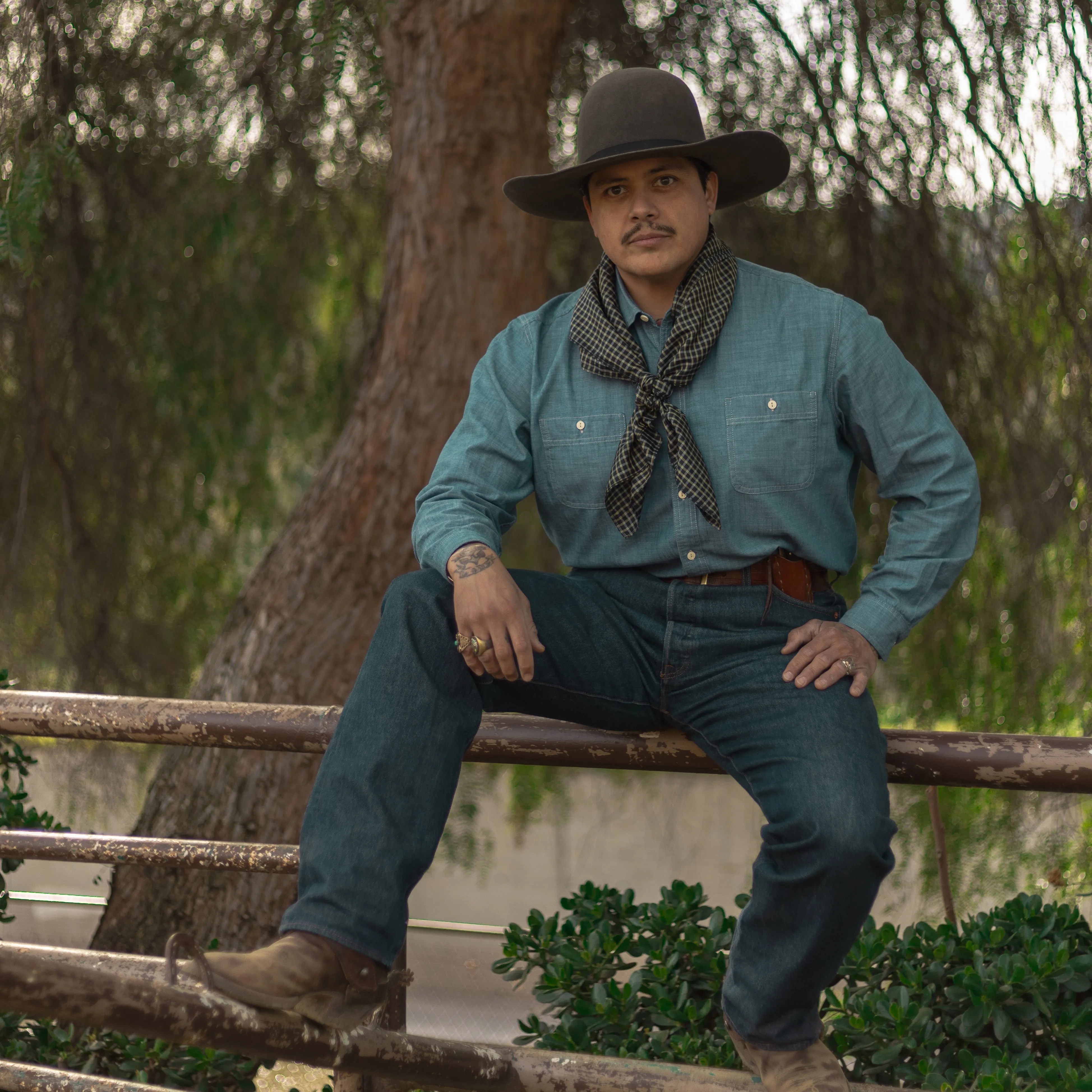 Light Silk Cowboy Scarf - Janie in Midnight sold by Last Chance Textiles product image thumbnail 3