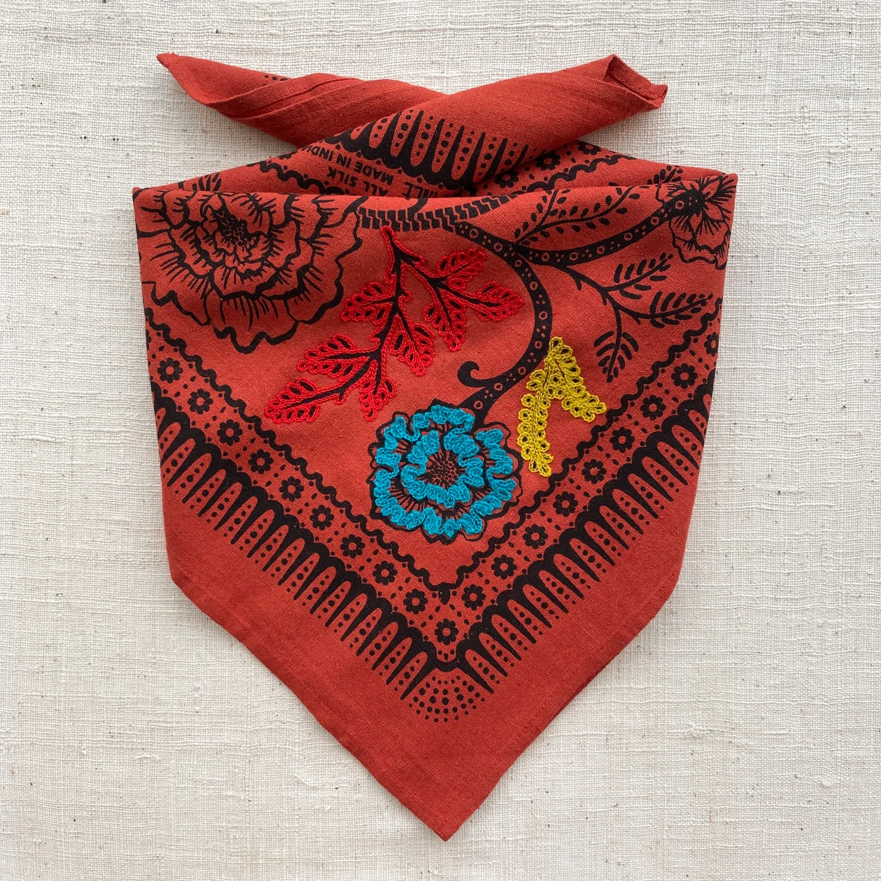 Embroidered Silk Bandana | Madder sold by Last Chance Textiles product image thumbnail 2
