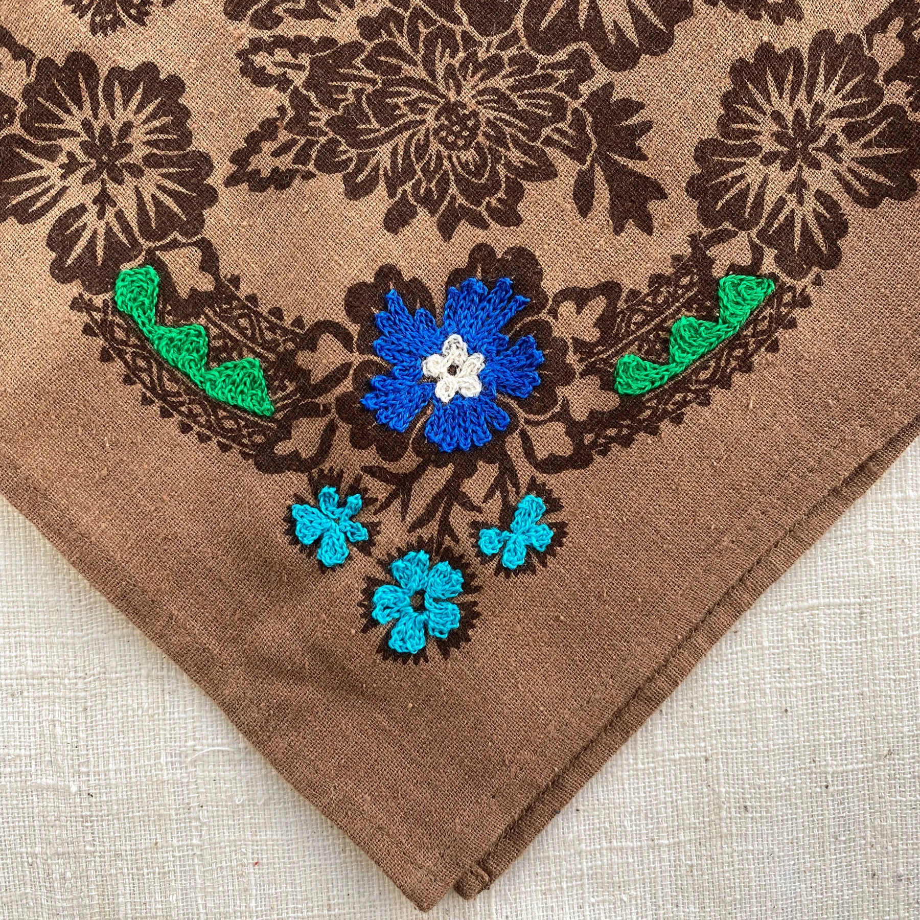 Embroidered Silk Bandana | Brazil Nut sold by Last Chance Textiles product image thumbnail 3