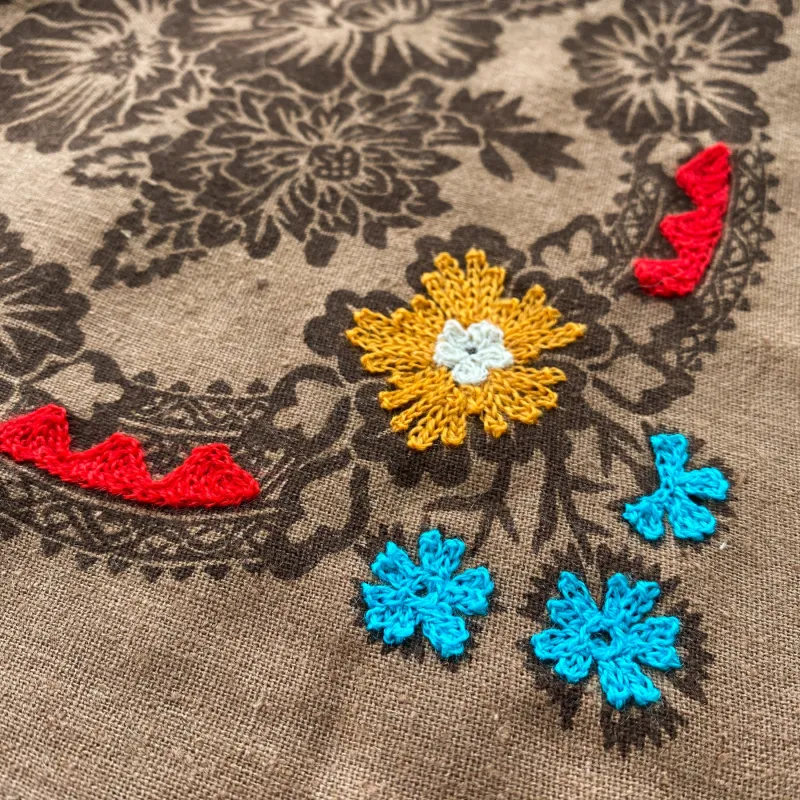 Embroidered Silk Bandana | Brazil Nut sold by Last Chance Textiles