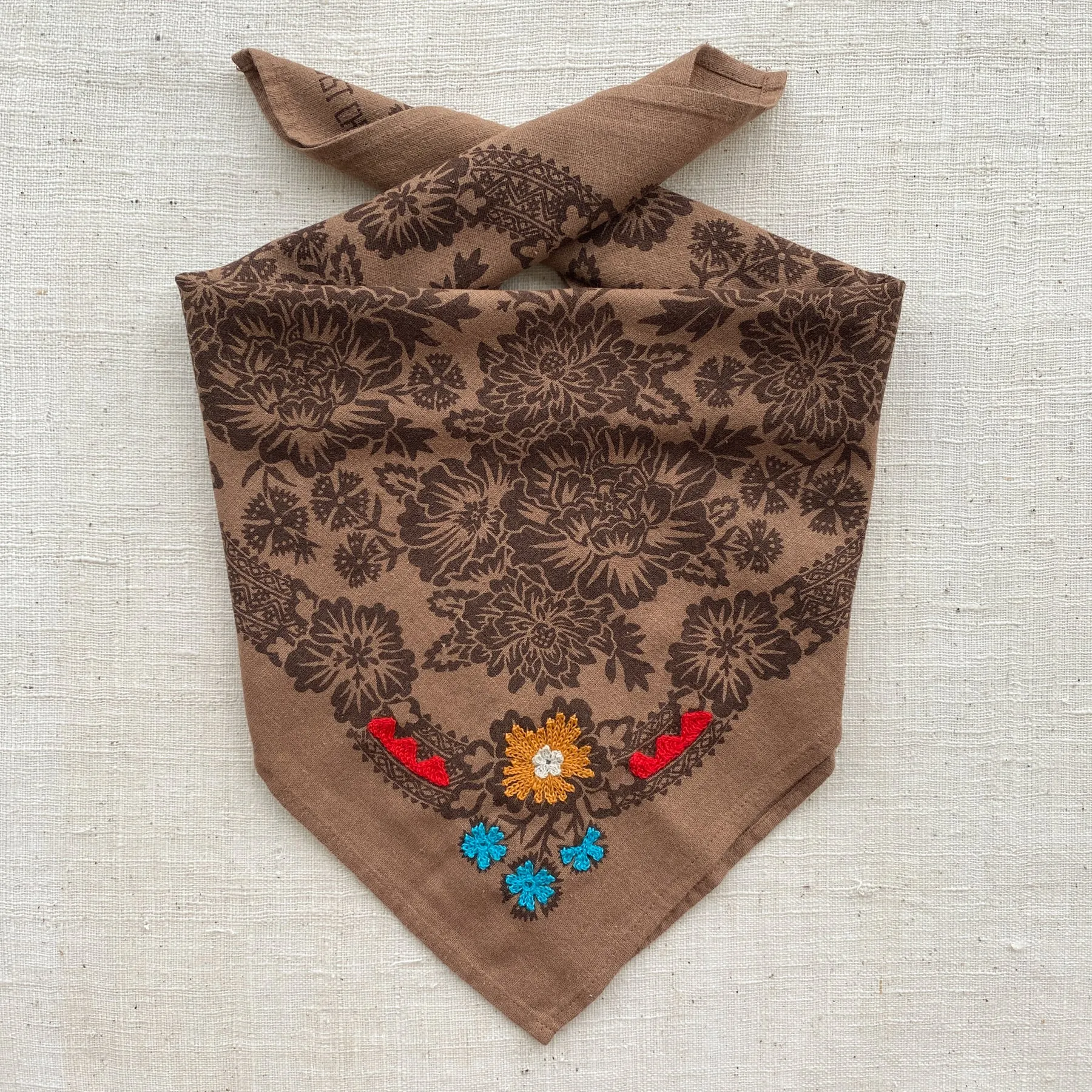 Embroidered Silk Bandana | Brazil Nut sold by Last Chance Textiles product image thumbnail 2