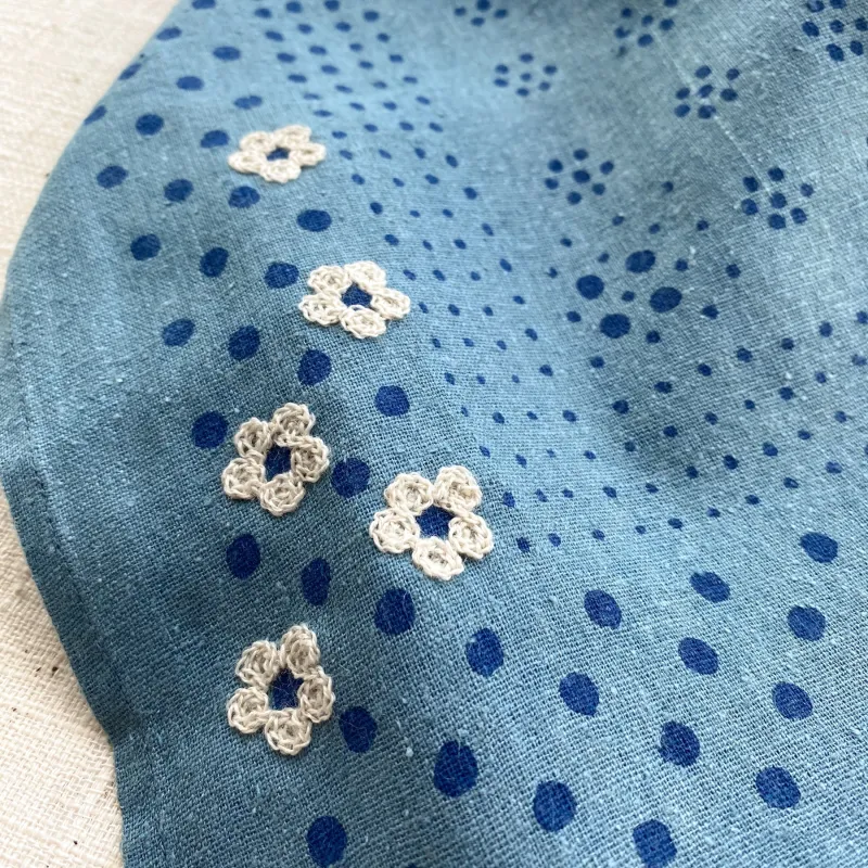 Embroidered Silk Bandana | Indigo sold by Last Chance Textiles