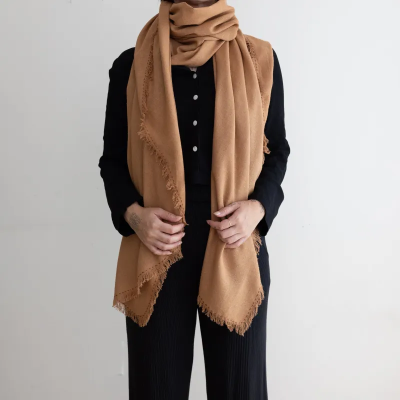 Silk Noil Wrap Scarf | Caramel sold by Last Chance Textiles