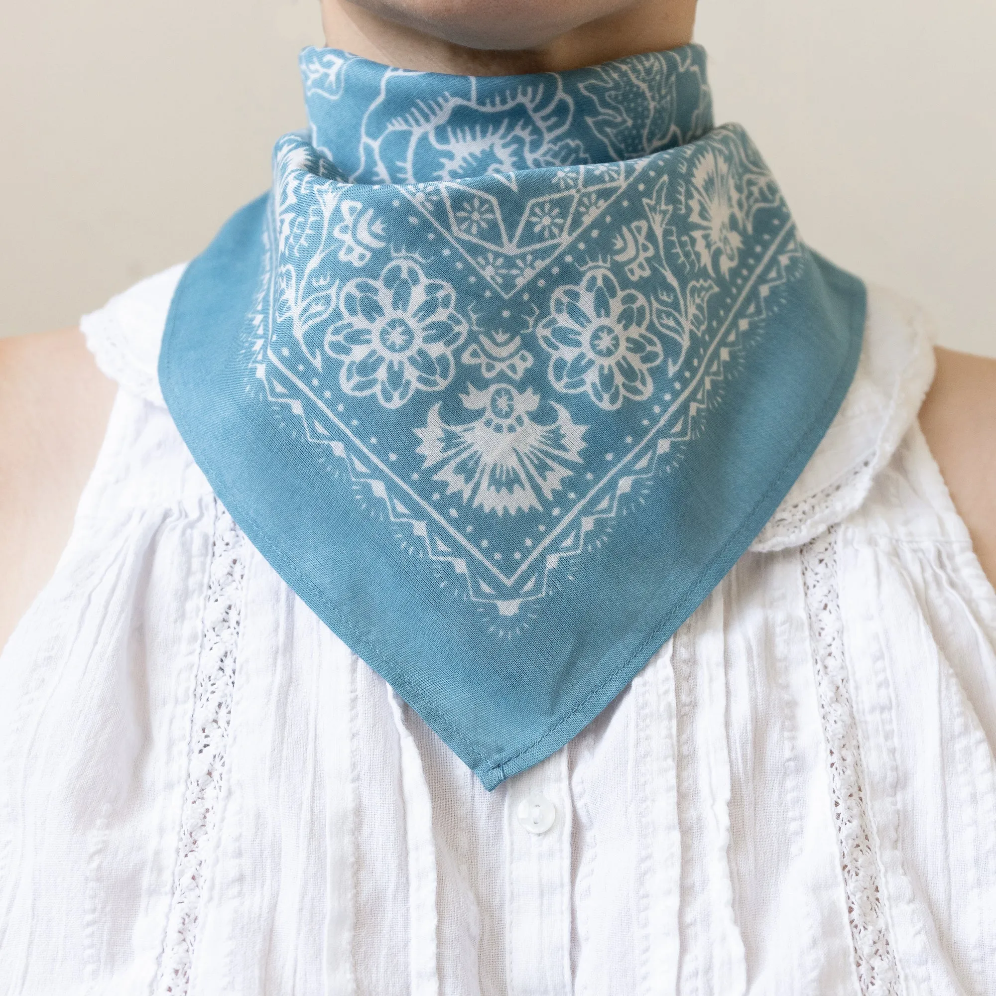 Cotton Rosey Bandana | Faded Blue sold by Last Chance Textiles product image thumbnail 3