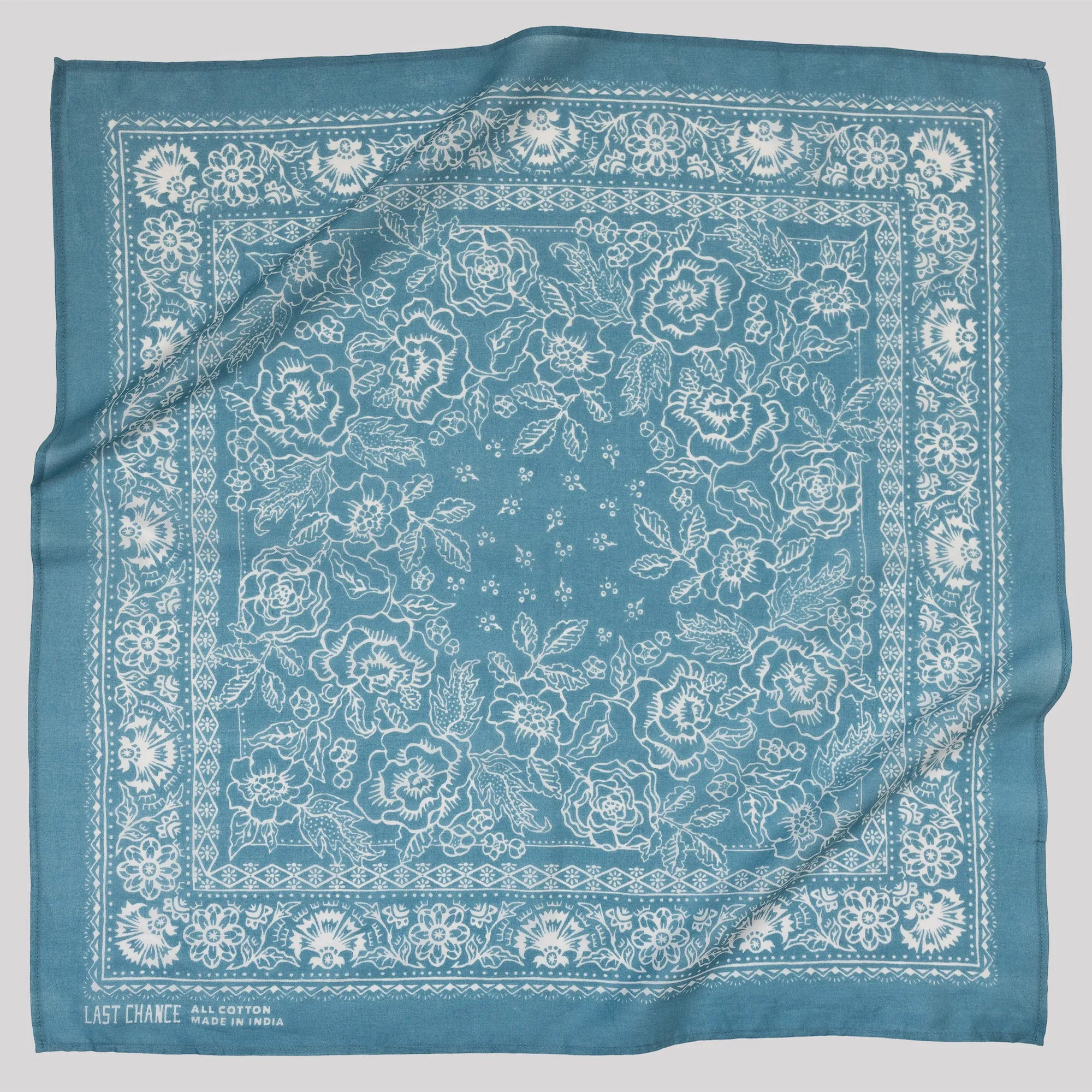 Cotton Rosey Bandana | Faded Blue sold by Last Chance Textiles