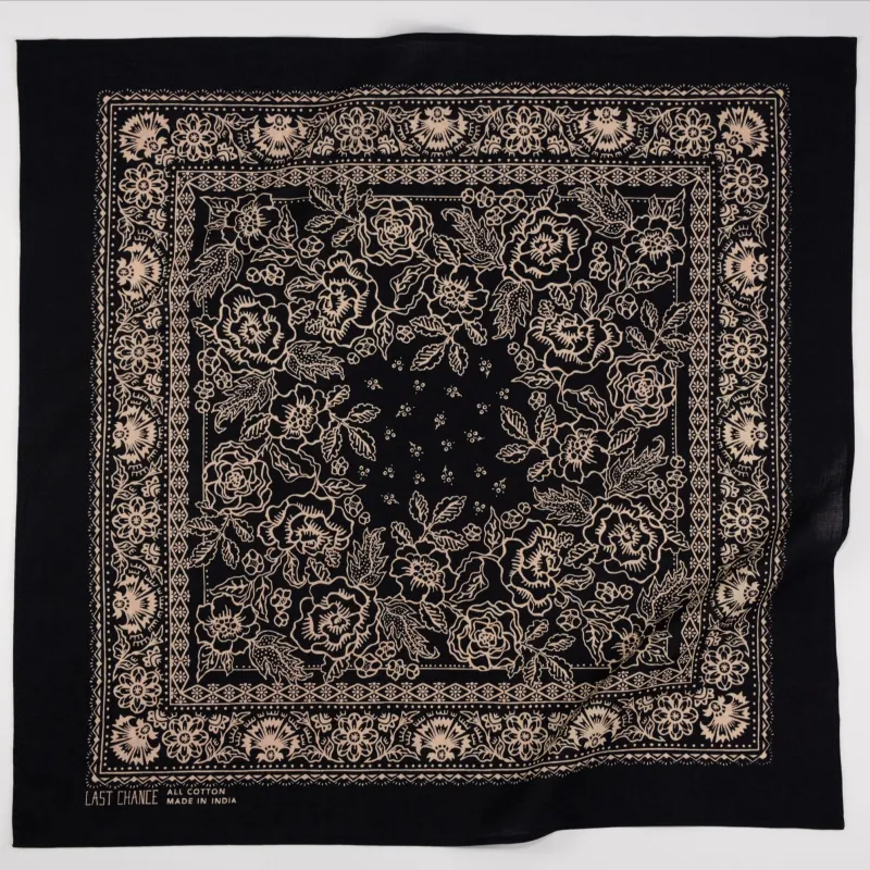 Cotton Rosey Bandana | Black sold by Last Chance Textiles