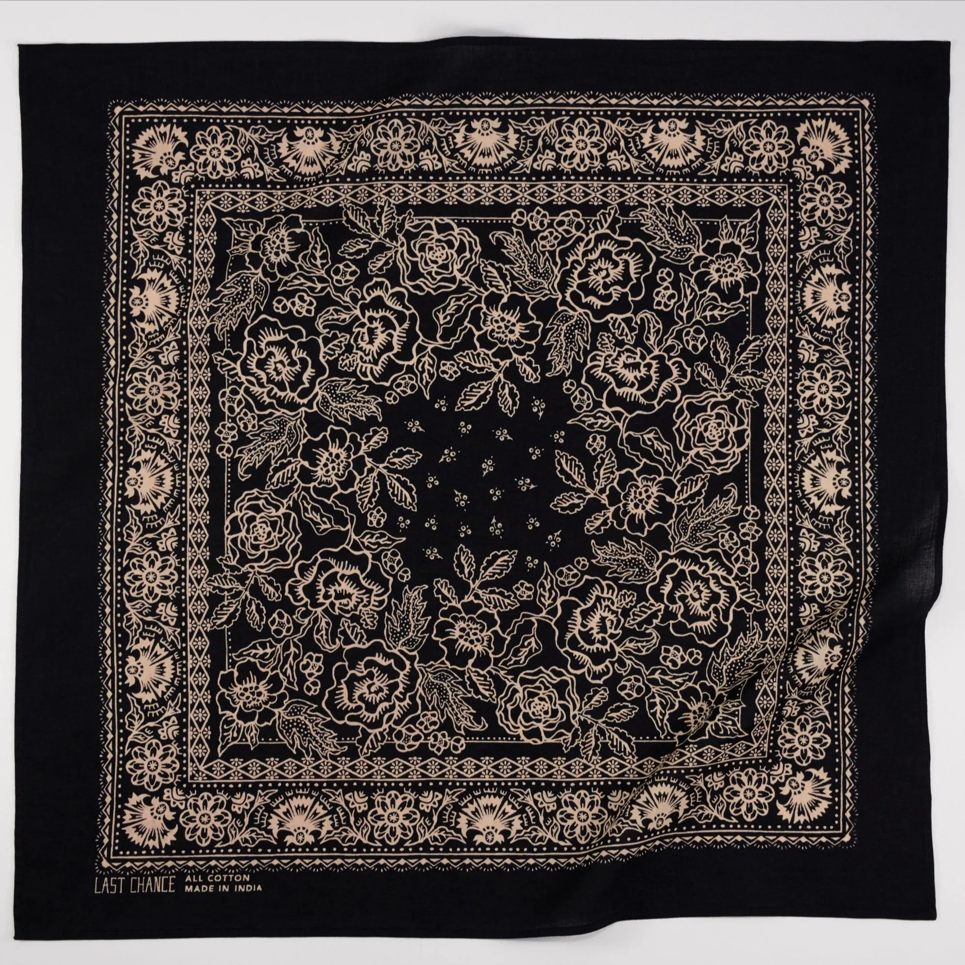 Cotton Rosey Bandana | Black sold by Last Chance Textiles