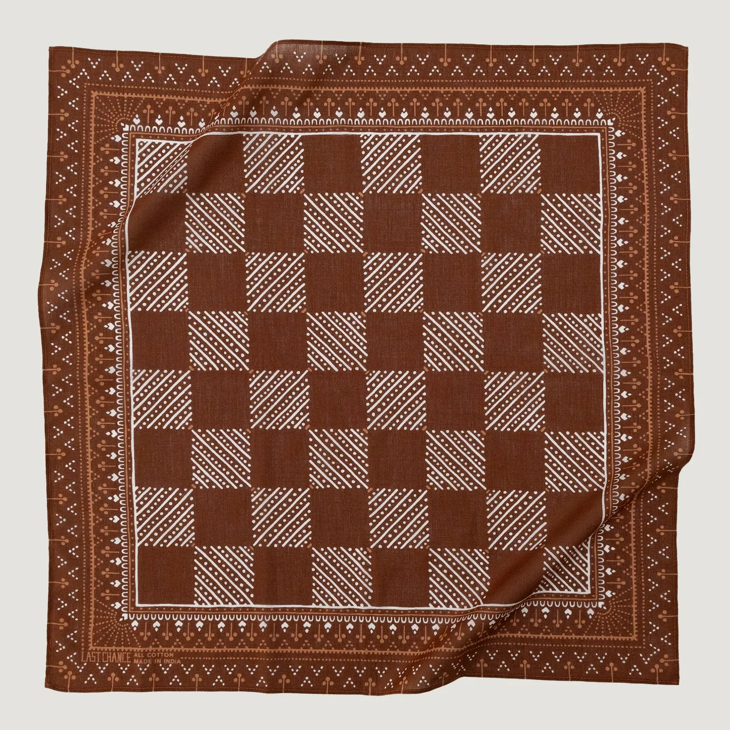 Cotton Checker Bandana | Cocoa sold by Last Chance Textiles product image thumbnail 5