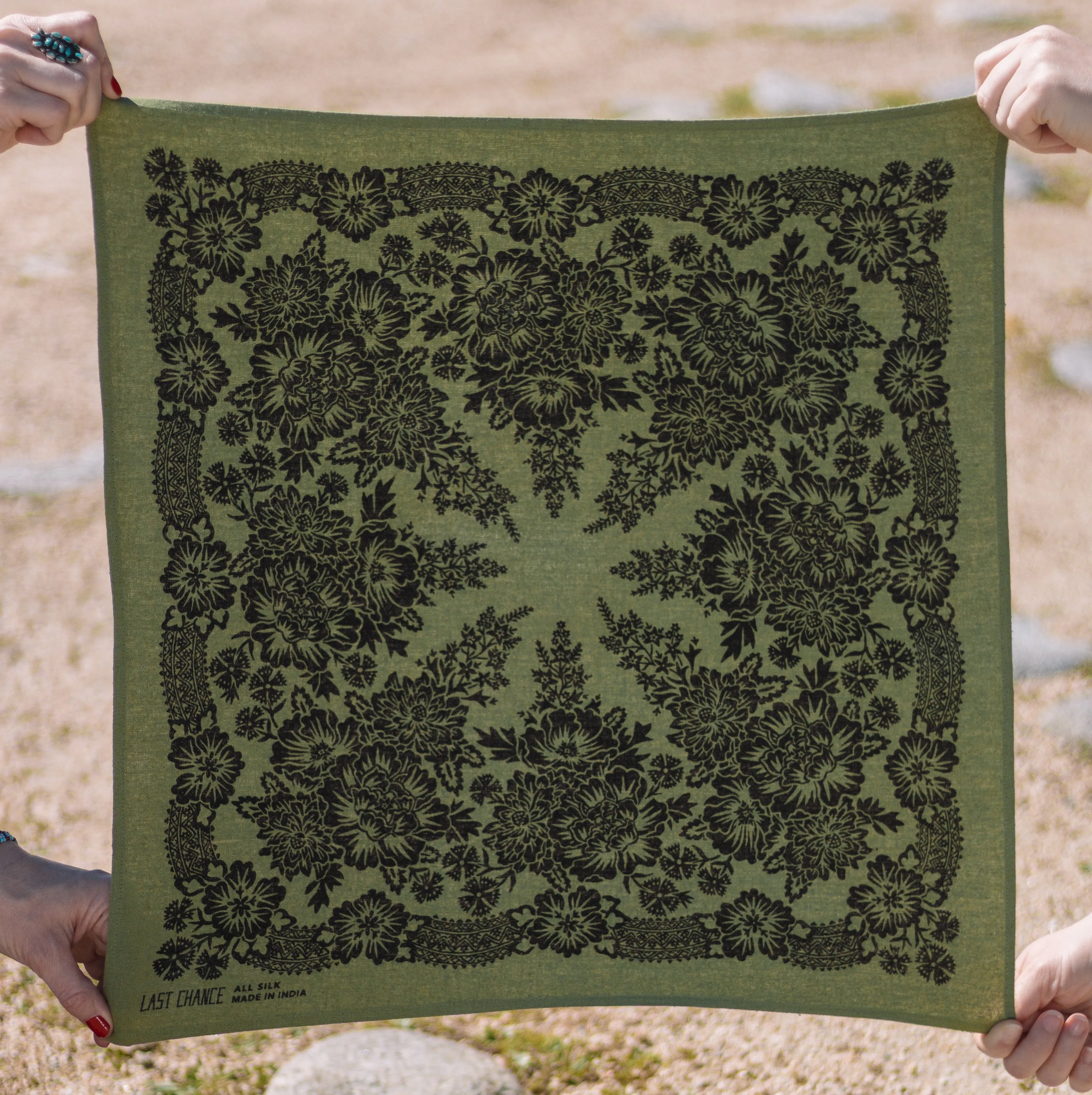 Natural Dye Silk Bandana | Grass Green sold by Last Chance Textiles product image thumbnail 2
