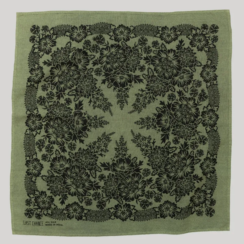 Natural Dye Silk Bandana | Grass Green sold by Last Chance Textiles