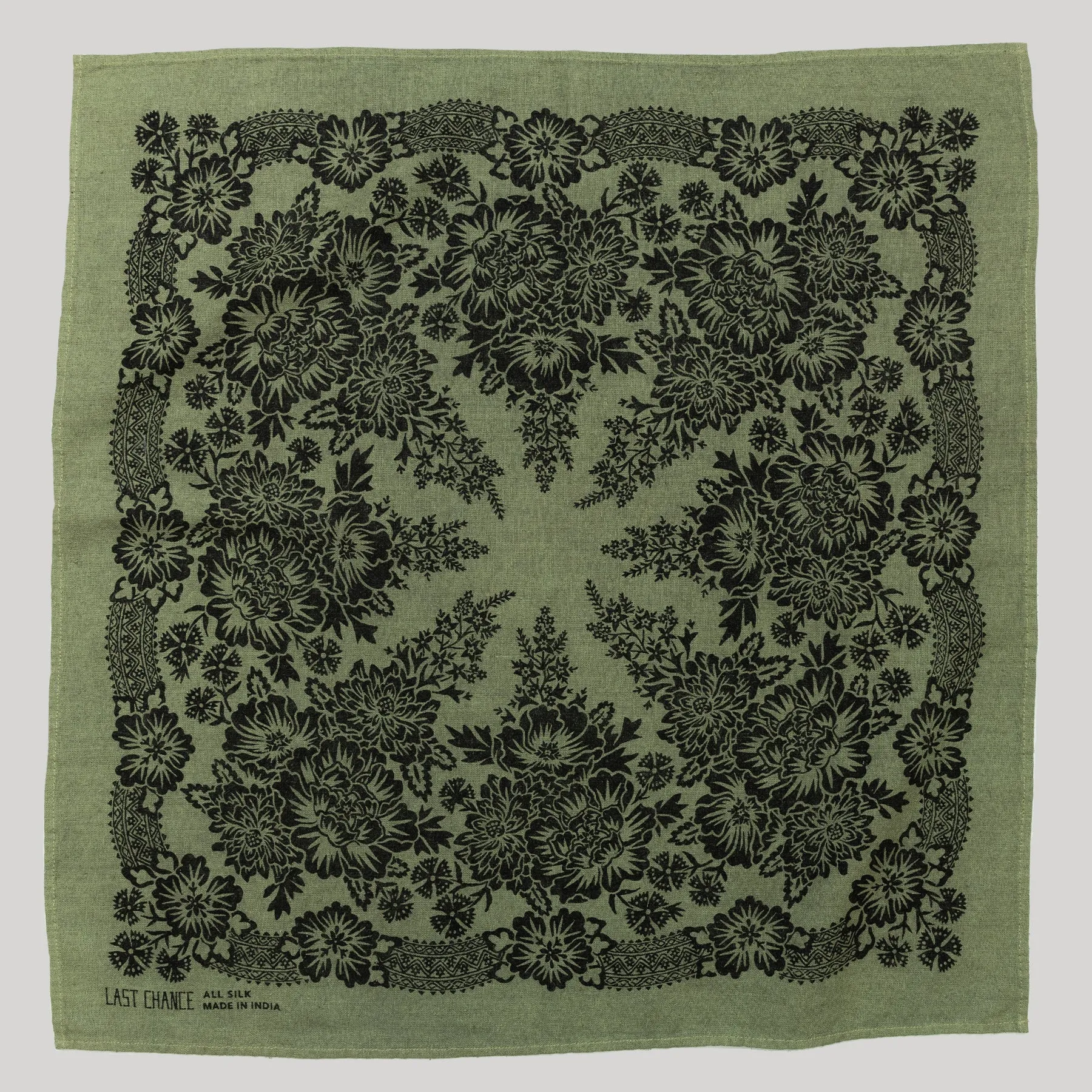 Natural Dye Silk Bandana | Grass Green sold by Last Chance Textiles
