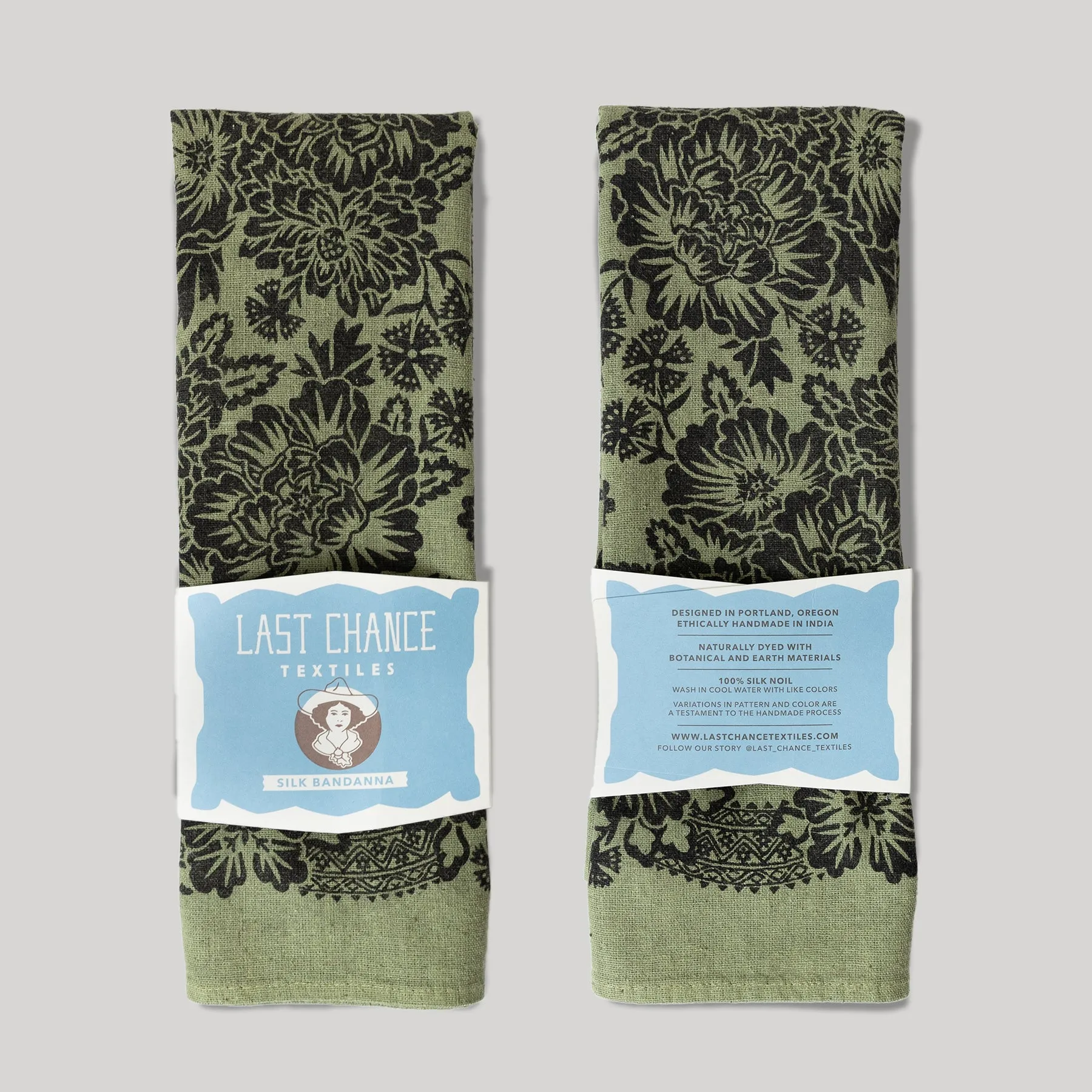 Natural Dye Silk Bandana | Grass Green sold by Last Chance Textiles product image thumbnail 5