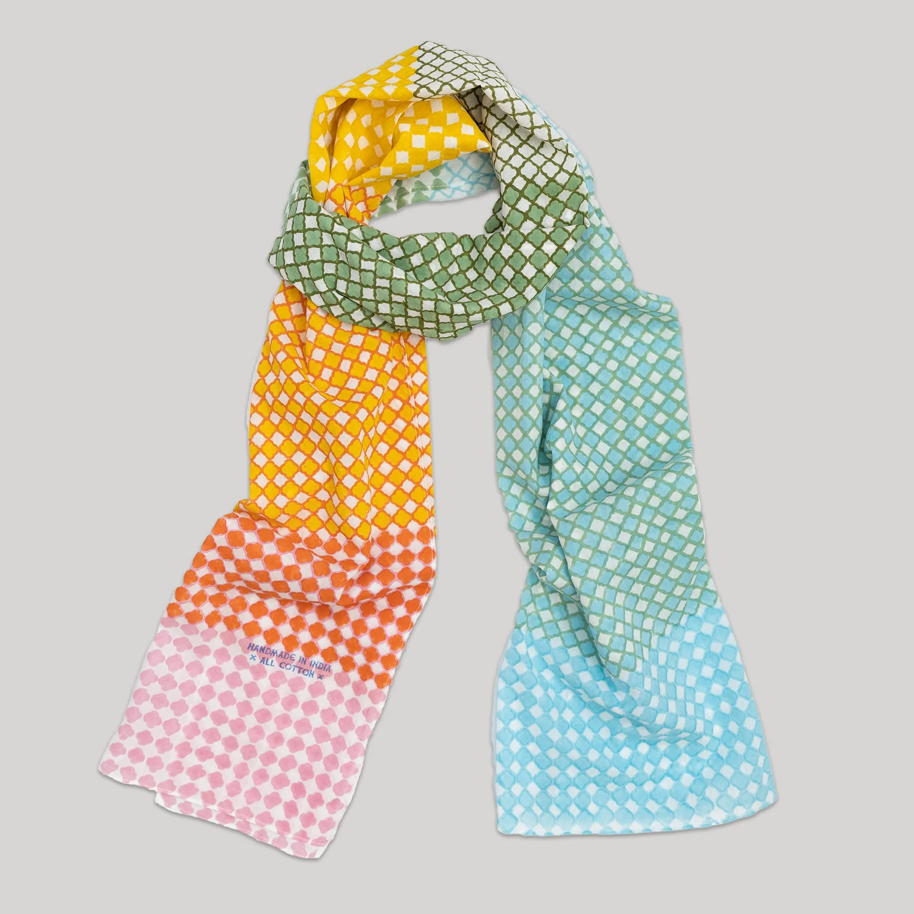 Blockprint Cotton Stole- Franny in Tulip sold by Last Chance Textiles product image thumbnail 2