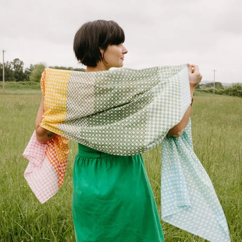 Blockprint Cotton Stole- Franny in Tulip made by Last Chance Textiles