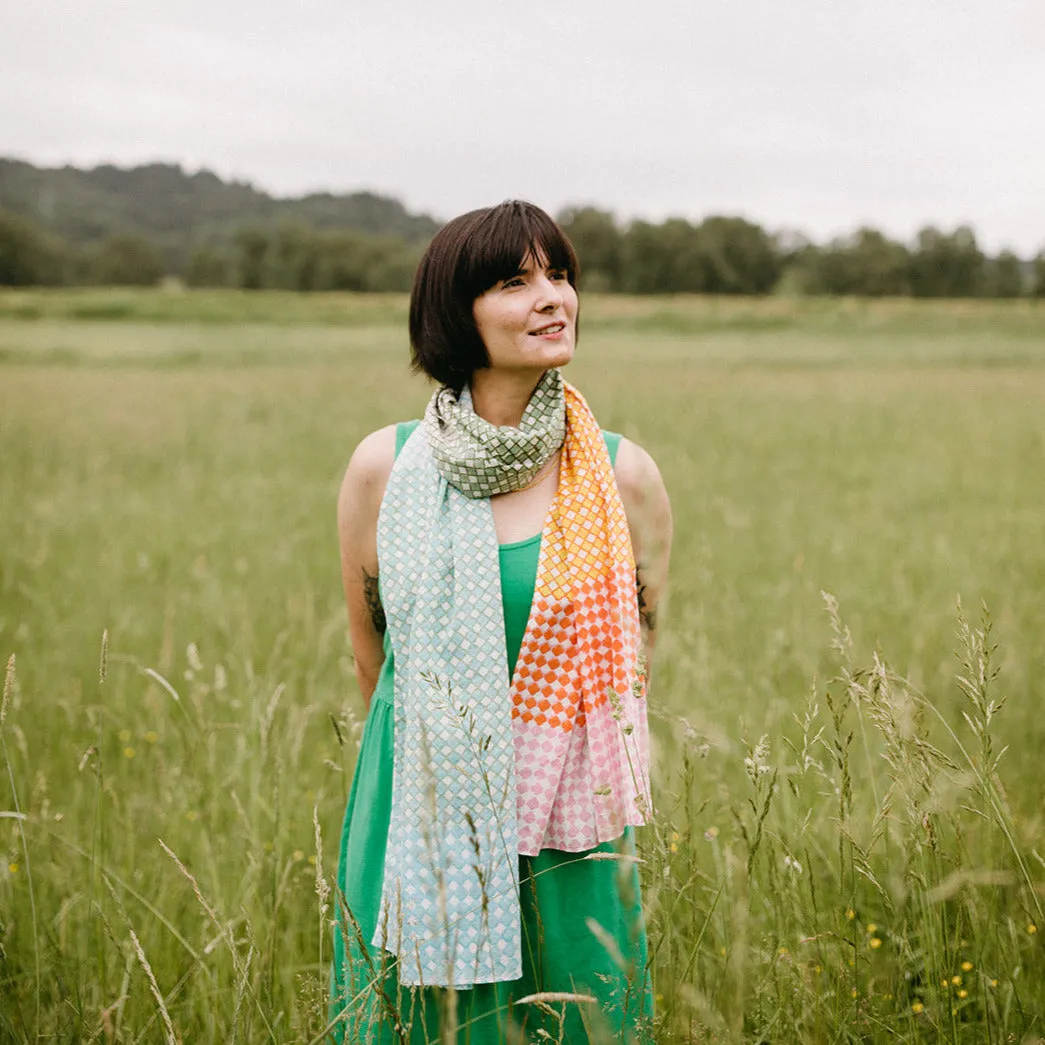Blockprint Cotton Stole- Franny in Tulip sold by Last Chance Textiles product image thumbnail 3