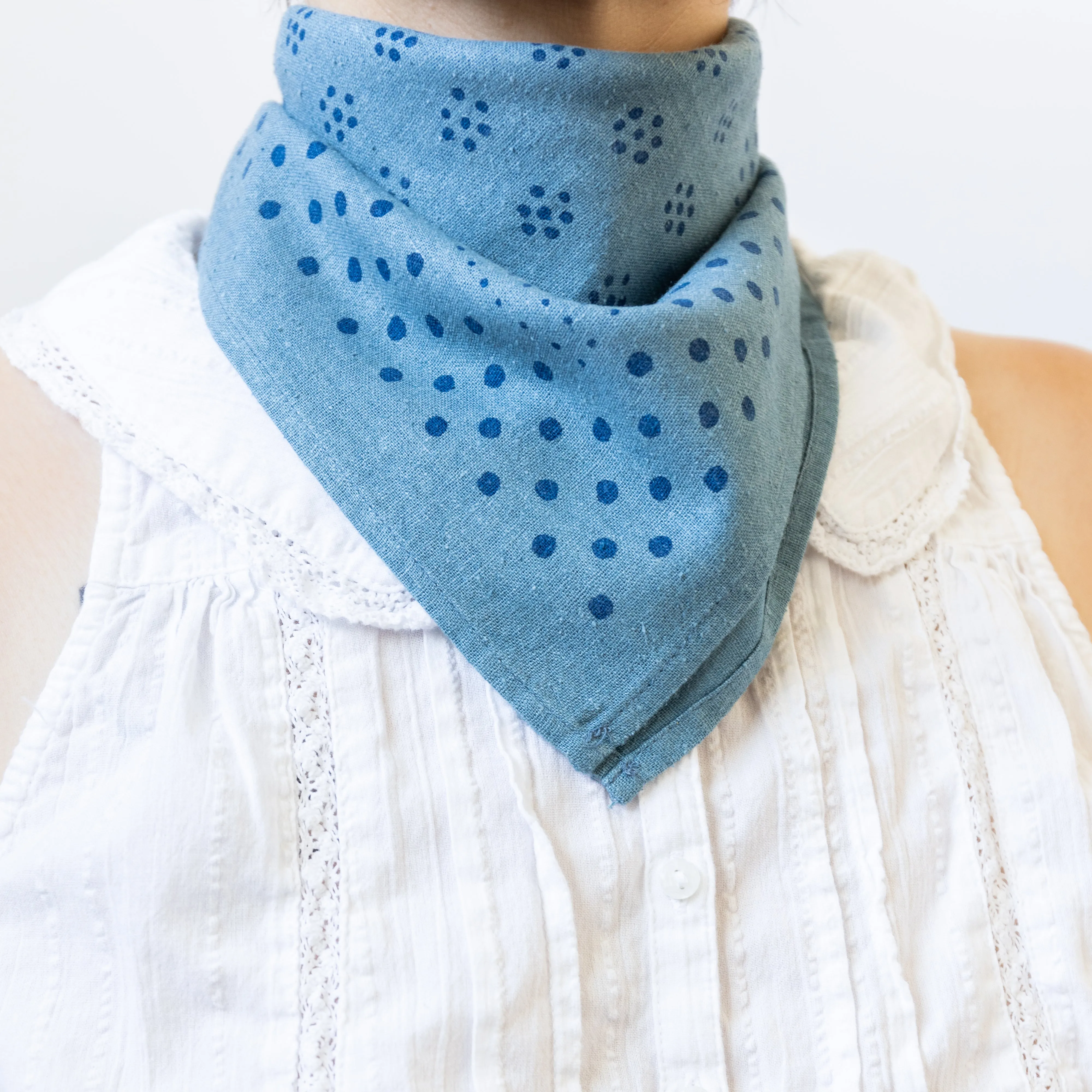 Natural Dye Silk Bandana | Indigo sold by Last Chance Textiles product image thumbnail 4