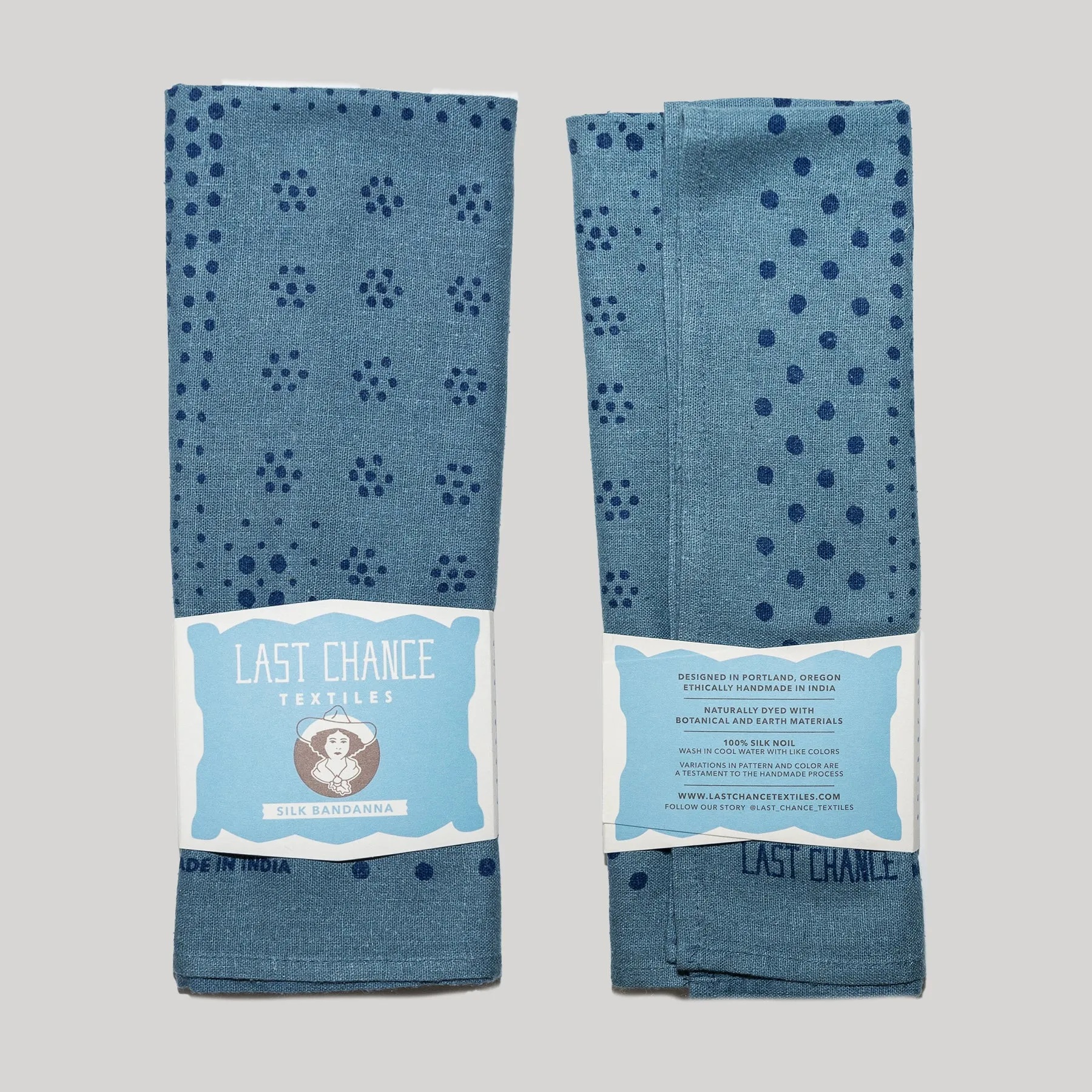 Natural Dye Silk Bandana | Indigo sold by Last Chance Textiles product image thumbnail 3