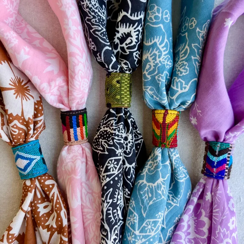 Guatemalan Bandana Slide made by Last Chance Textiles