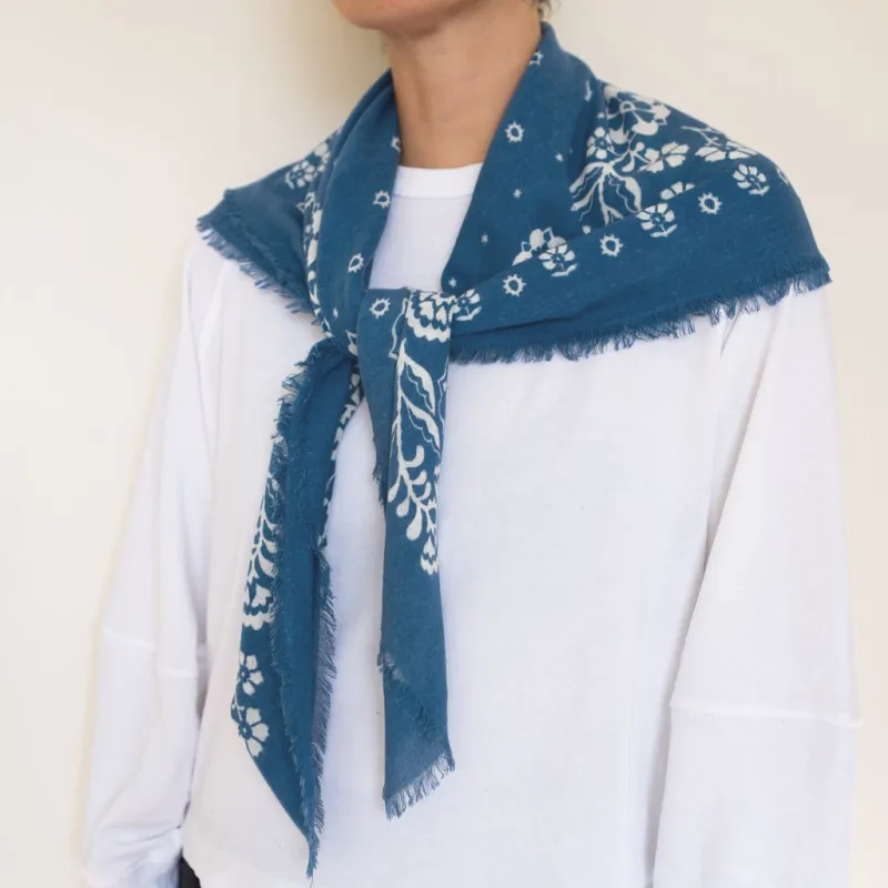 Big Silk Noil Bandana | Indigo (PRE-ORDER AUGUST DELIVERY) sold by Last Chance Textiles