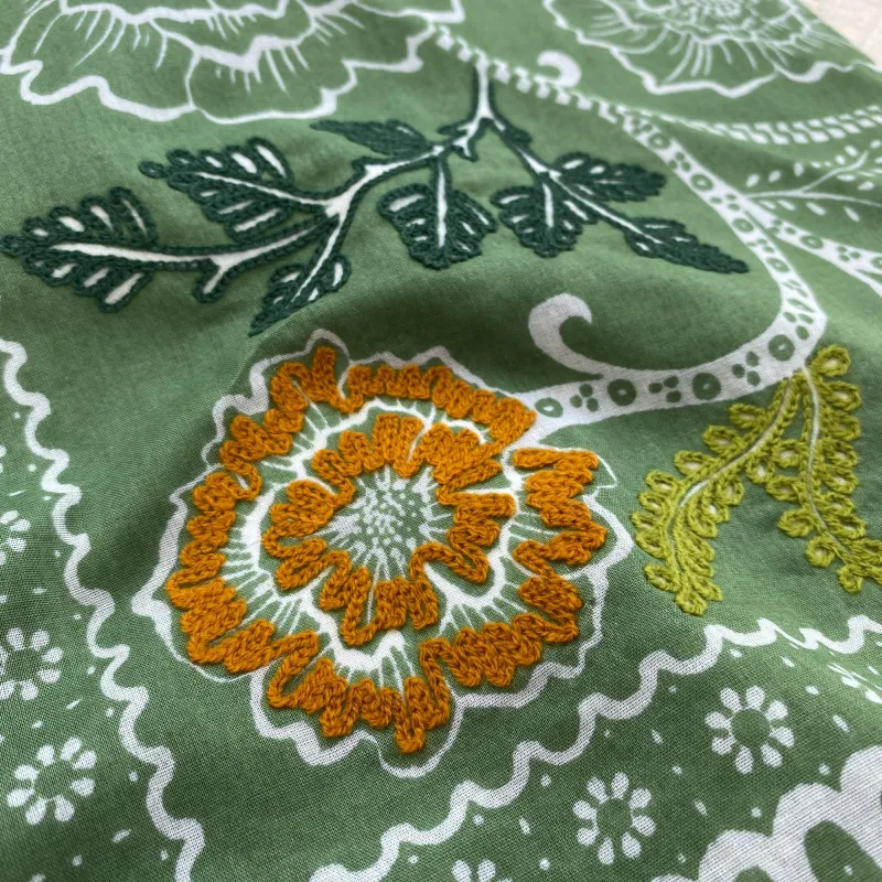 Embroidered Cotton Bandana | Ramble - Cactus made by Last Chance Textiles