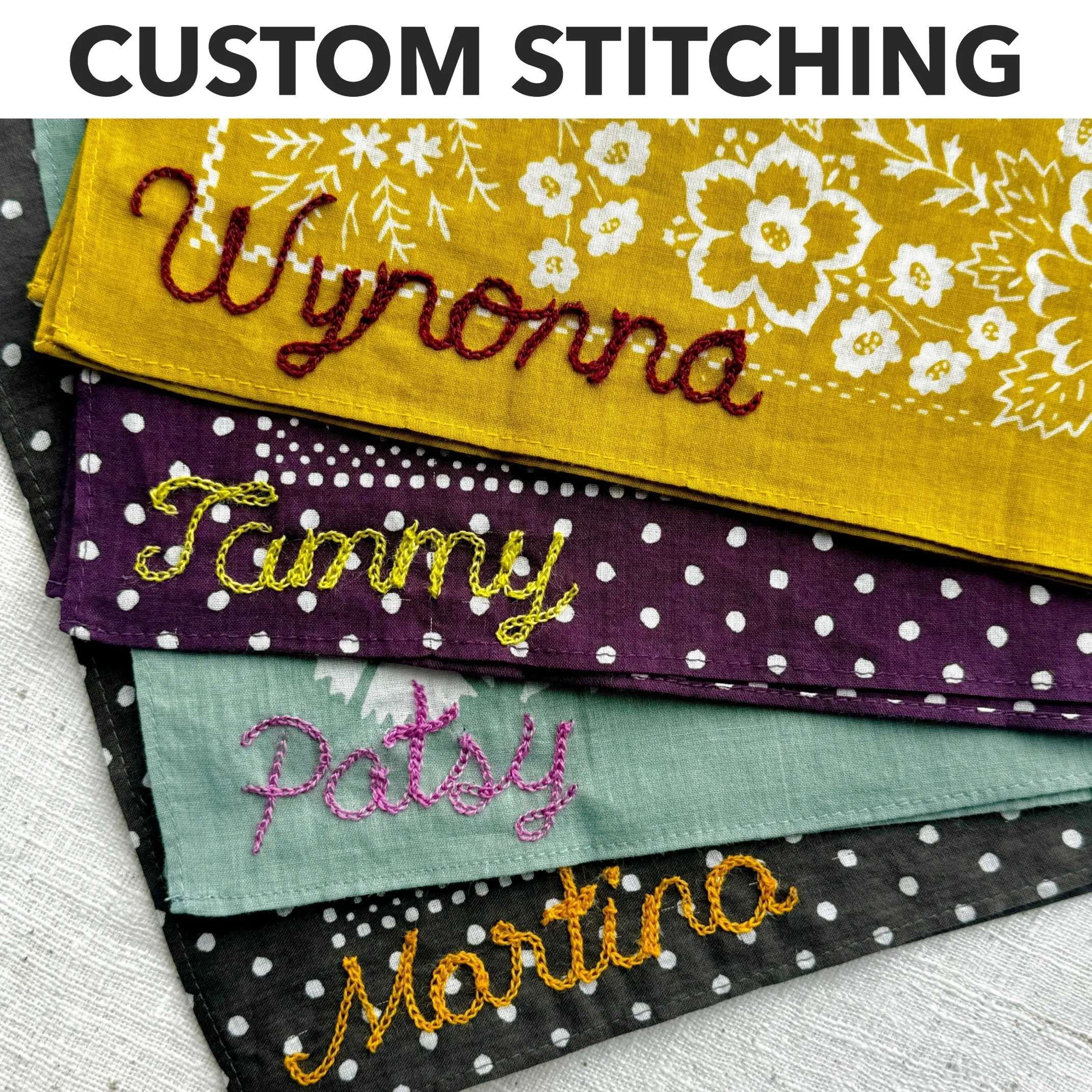 Embroidered Cotton Bandana | Ramble - Periwinkle sold by Last Chance Textiles product image thumbnail 5