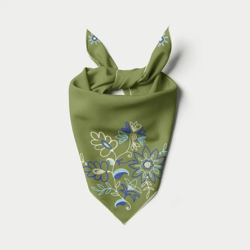 Chainstitch Silk Noil Bandana | Loose Leaf (PRE-ORDER FEBRUARY DELIVERY) made by Last Chance Textiles