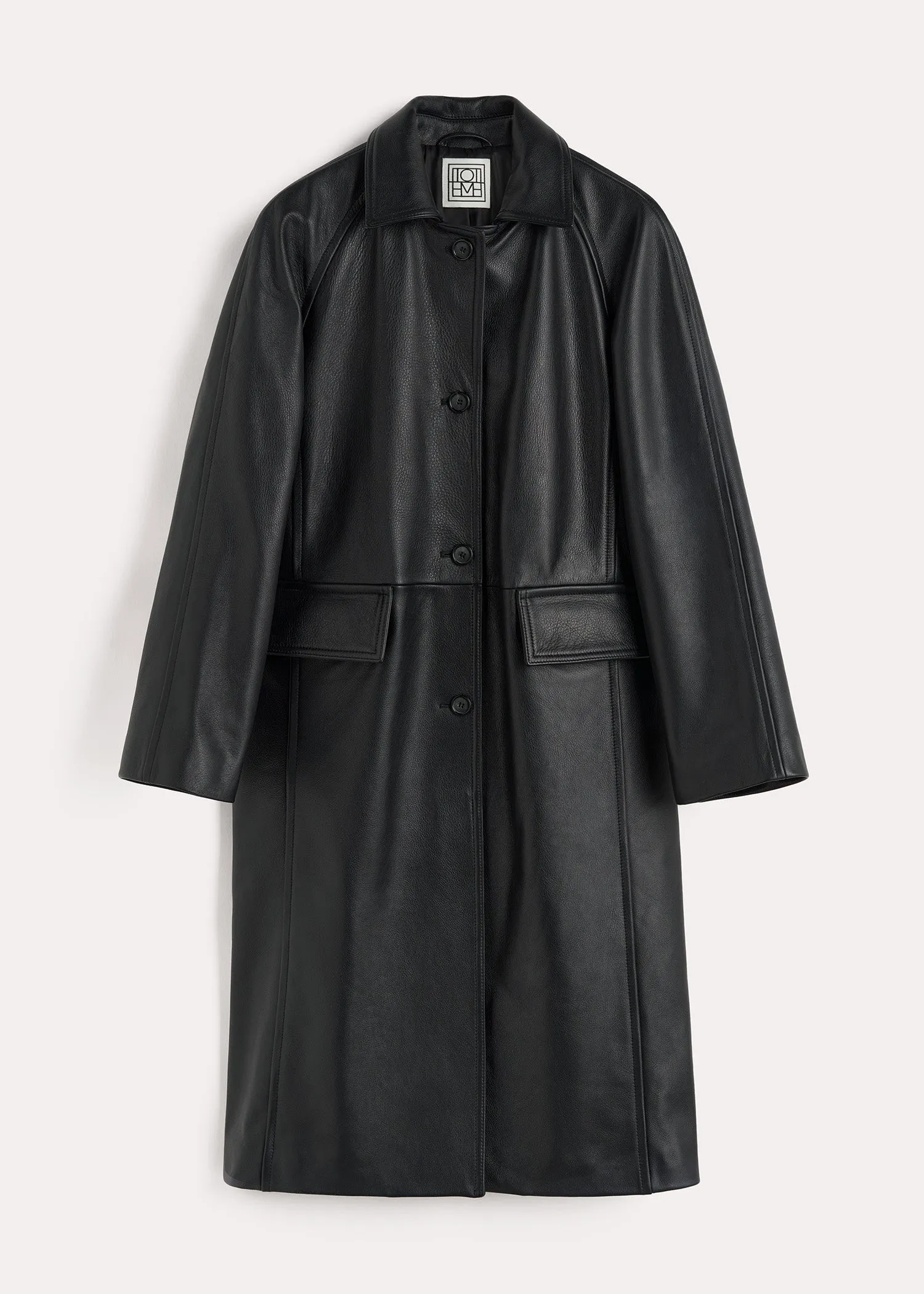 Raglan-sleeve leather coat black sold by Toteme product image thumbnail 5