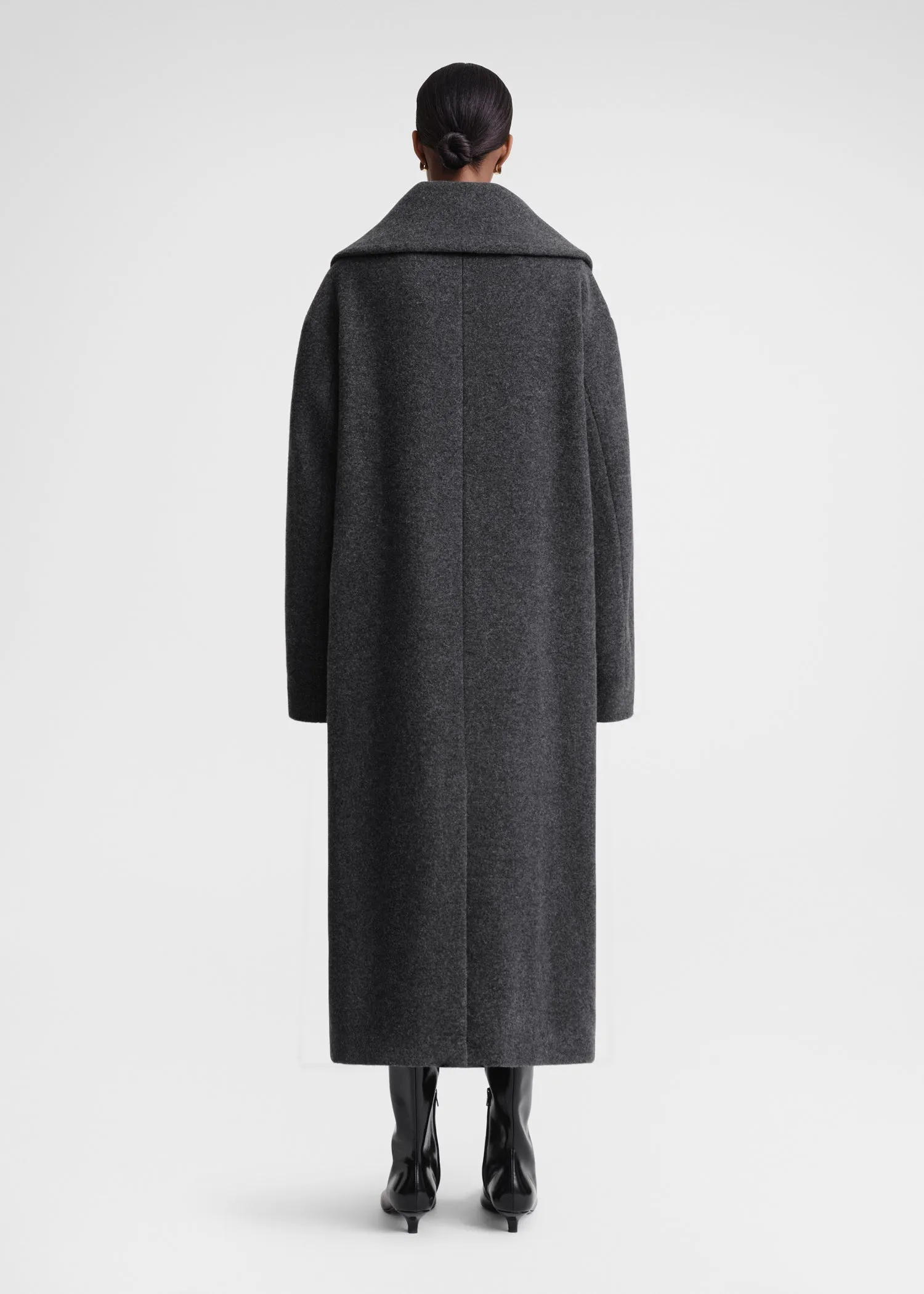 Felt wrap coat dark grey melange sold by Toteme product image thumbnail 3