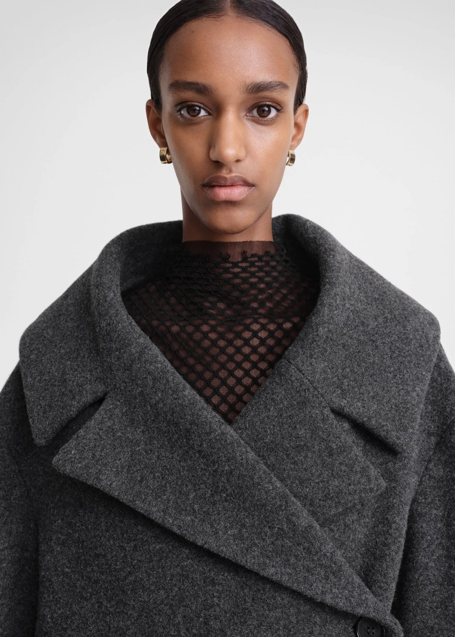 Felt wrap coat dark grey melange sold by Toteme product image thumbnail 4